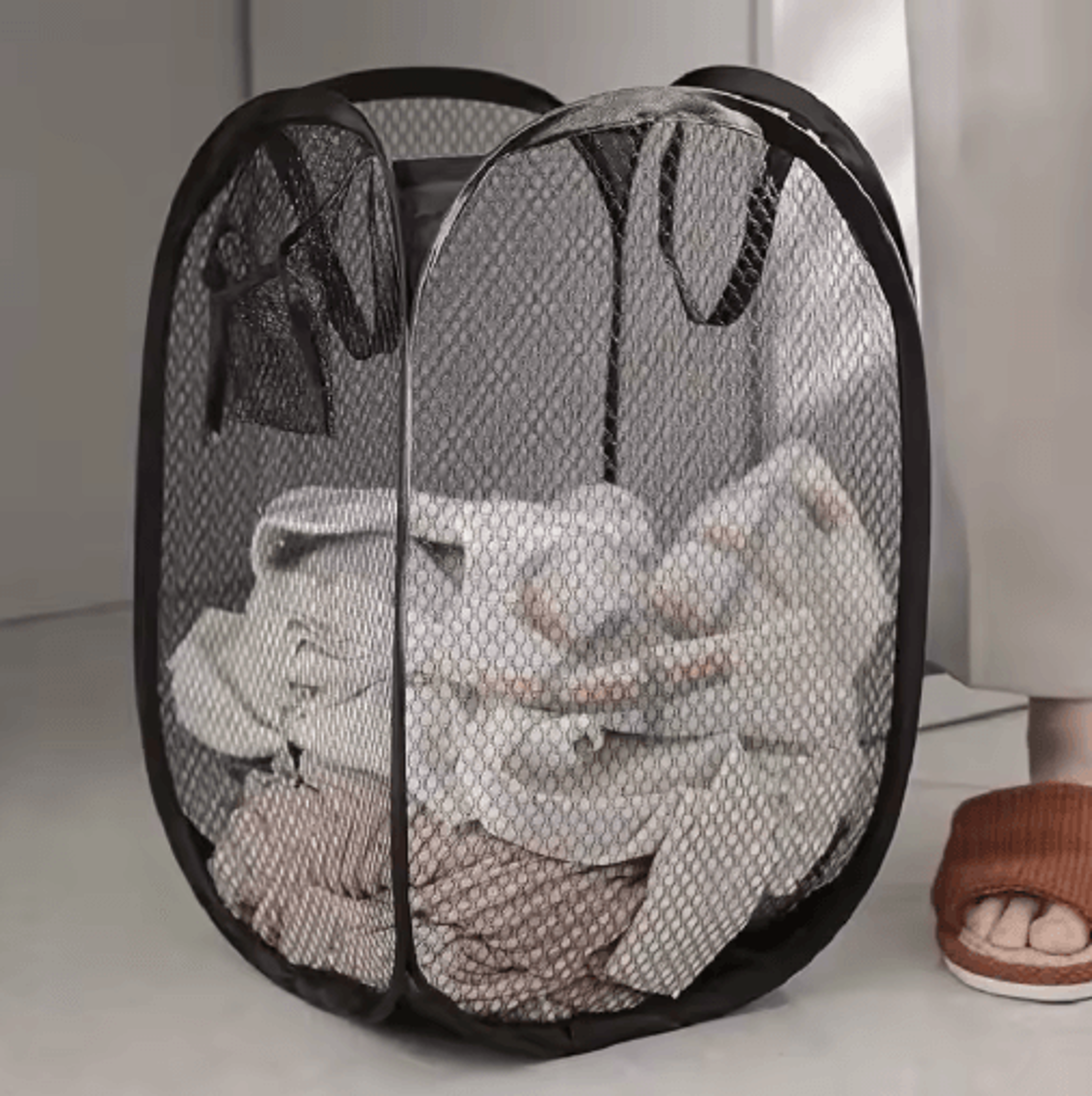 airfold pop-up laundry basket large capacity foldable mesh hamper