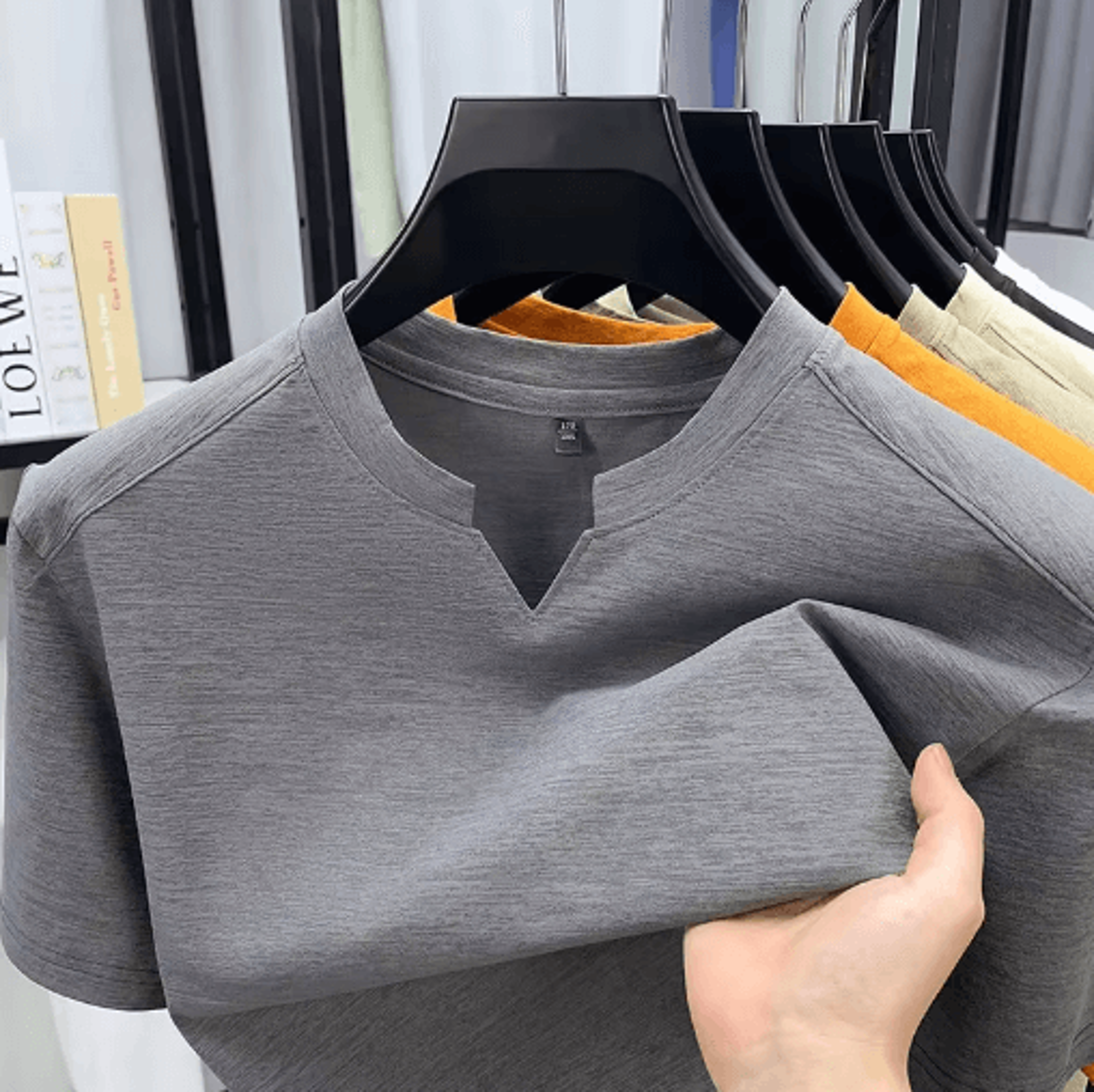 mens v neck t-shirt korean style lightweight casual summer tee