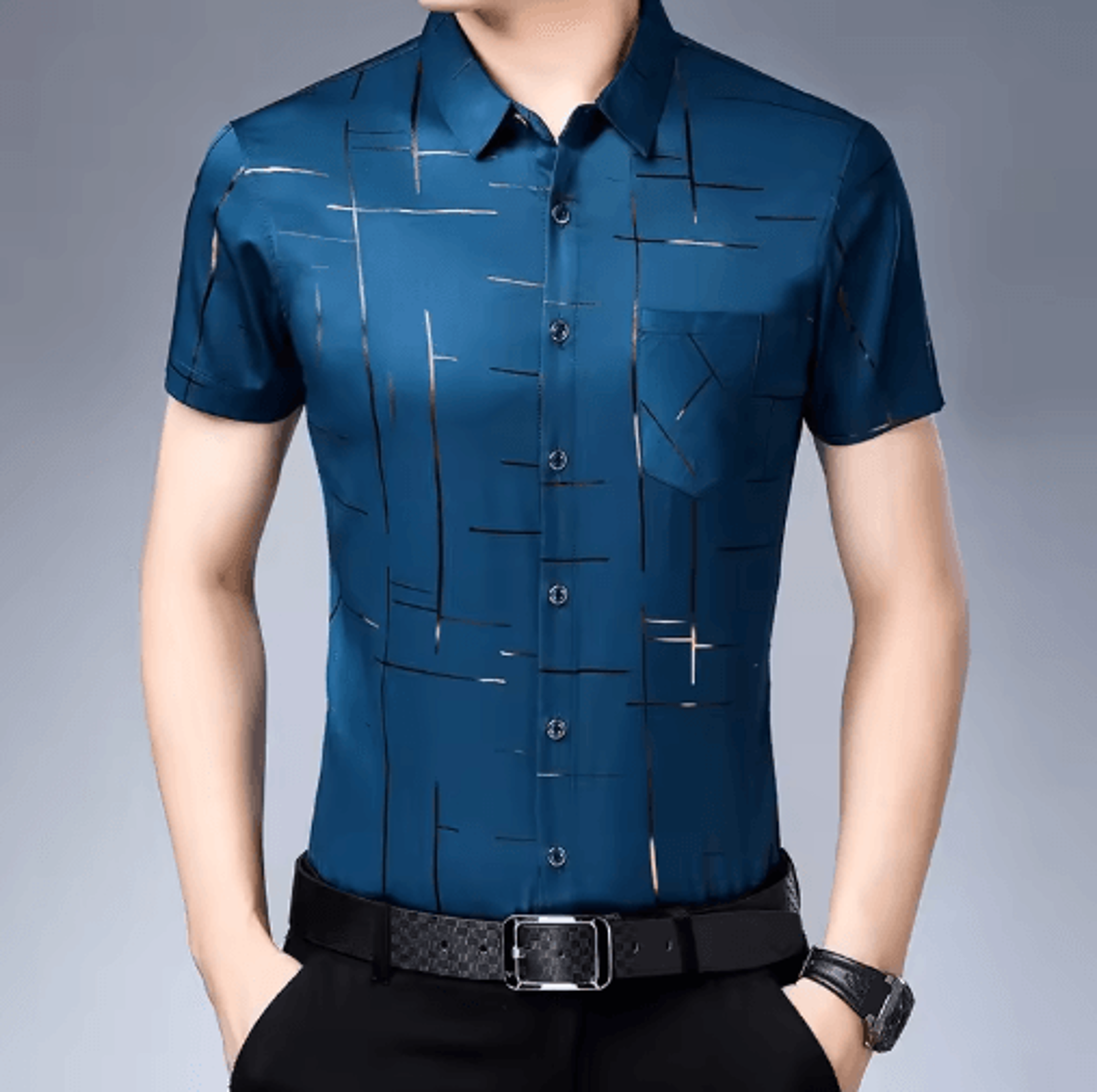 mens wrinkle-free short sleeve shirt – no iron business casual essential