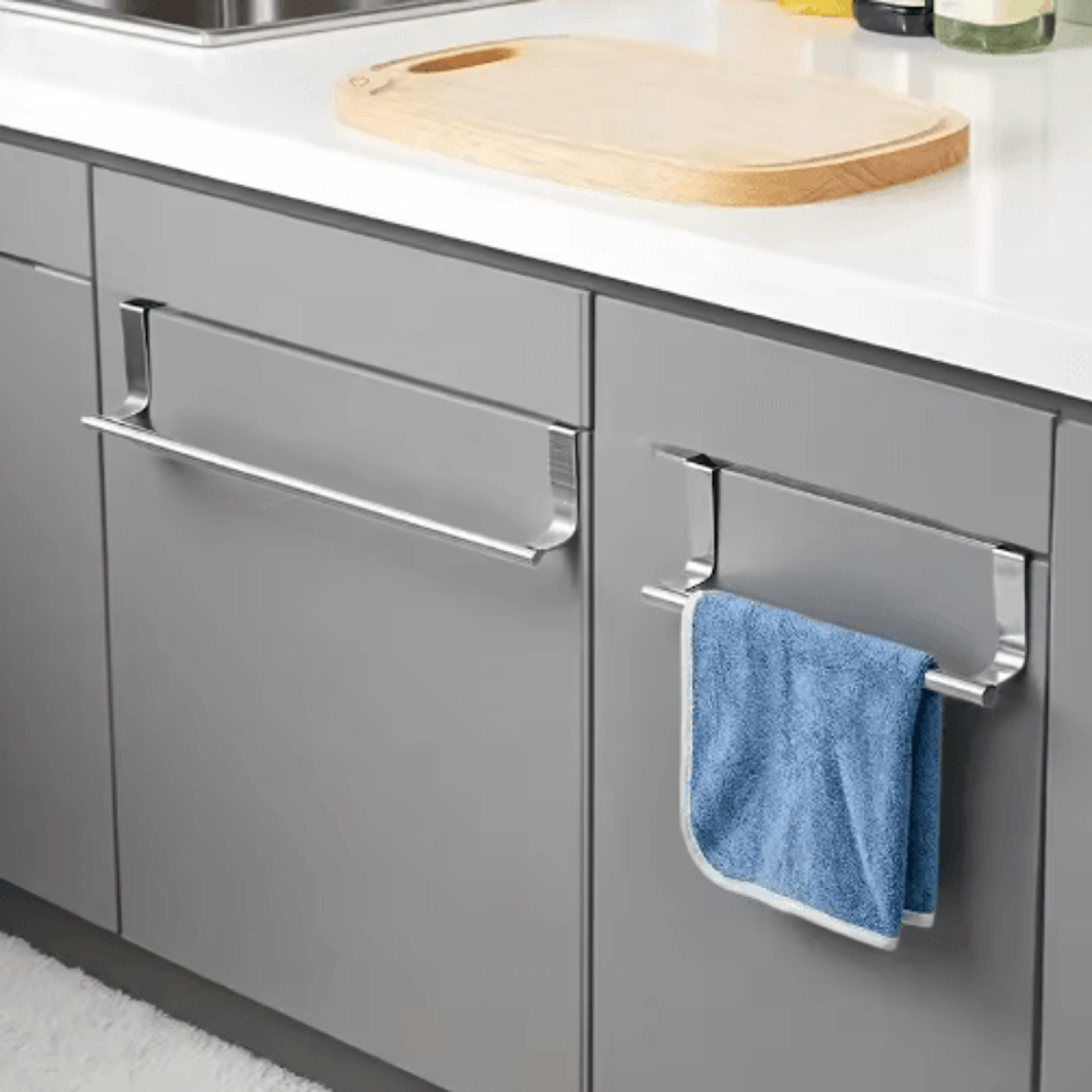 over door towel rack – stainless steel no-drill kitchen cabinet holder