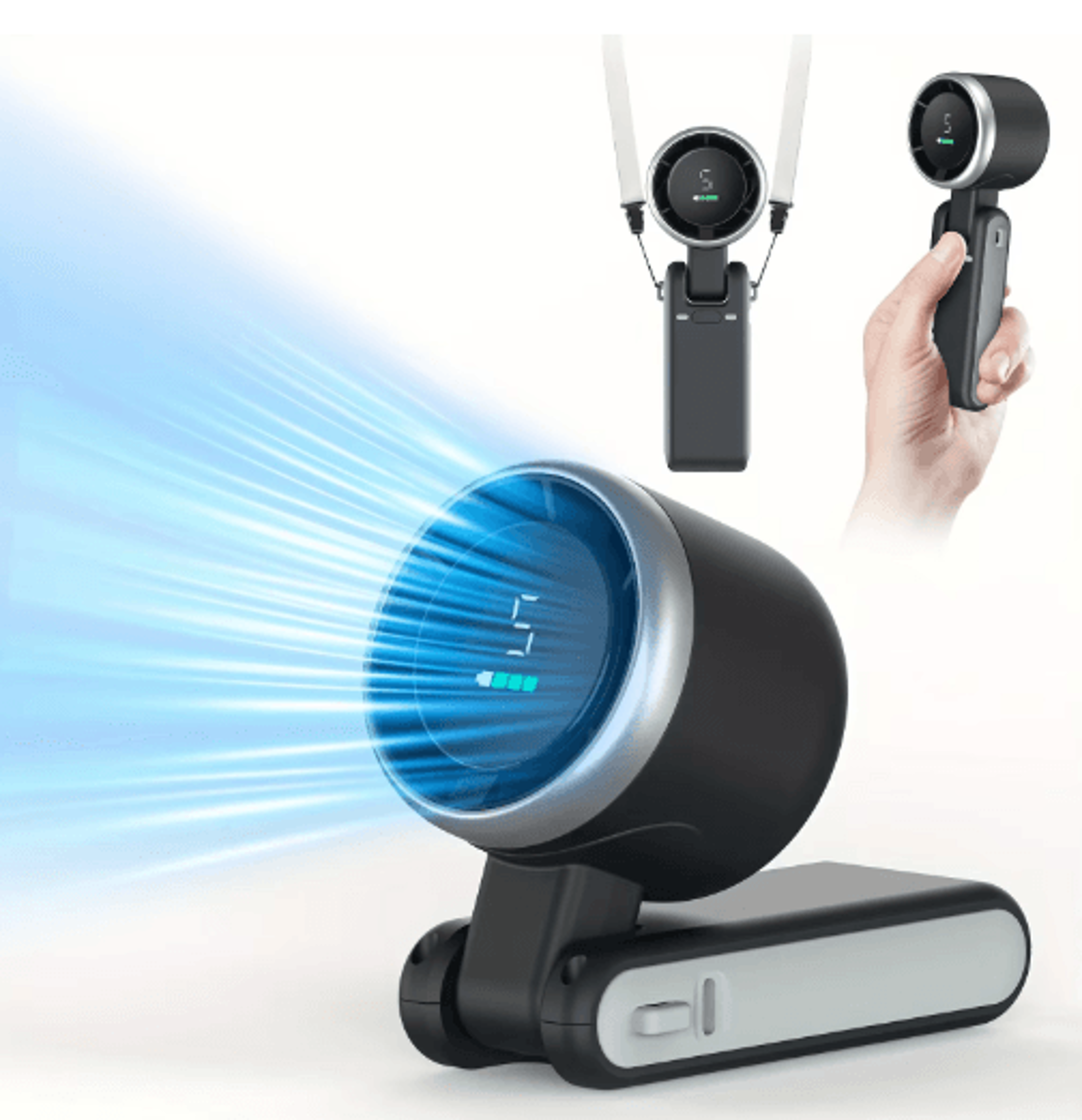 3-in-1 portable mini fan 5 speed rechargeable usb travel cooling fan