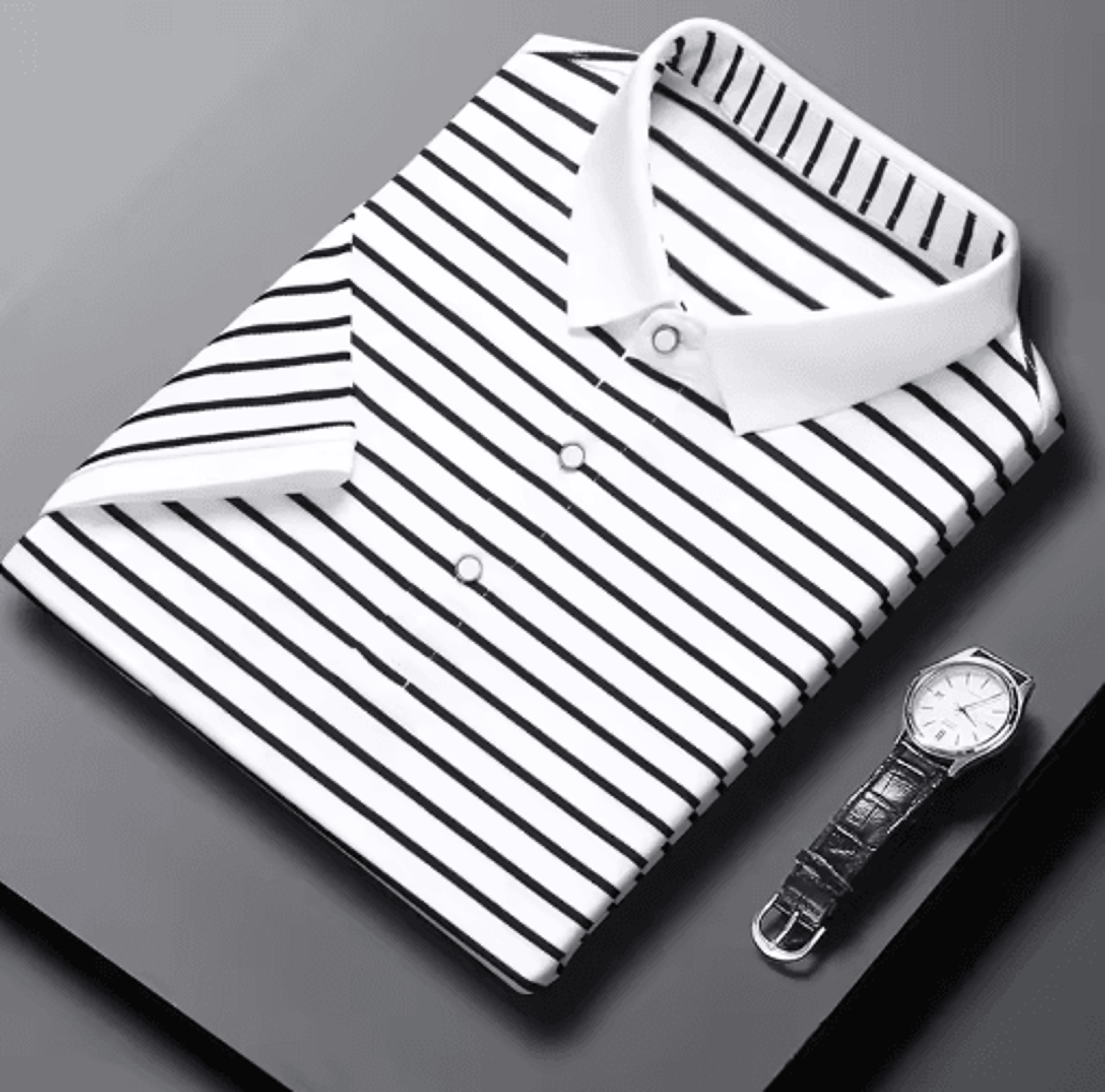 mens striped cotton polo shirt – short sleeve business casual summer top