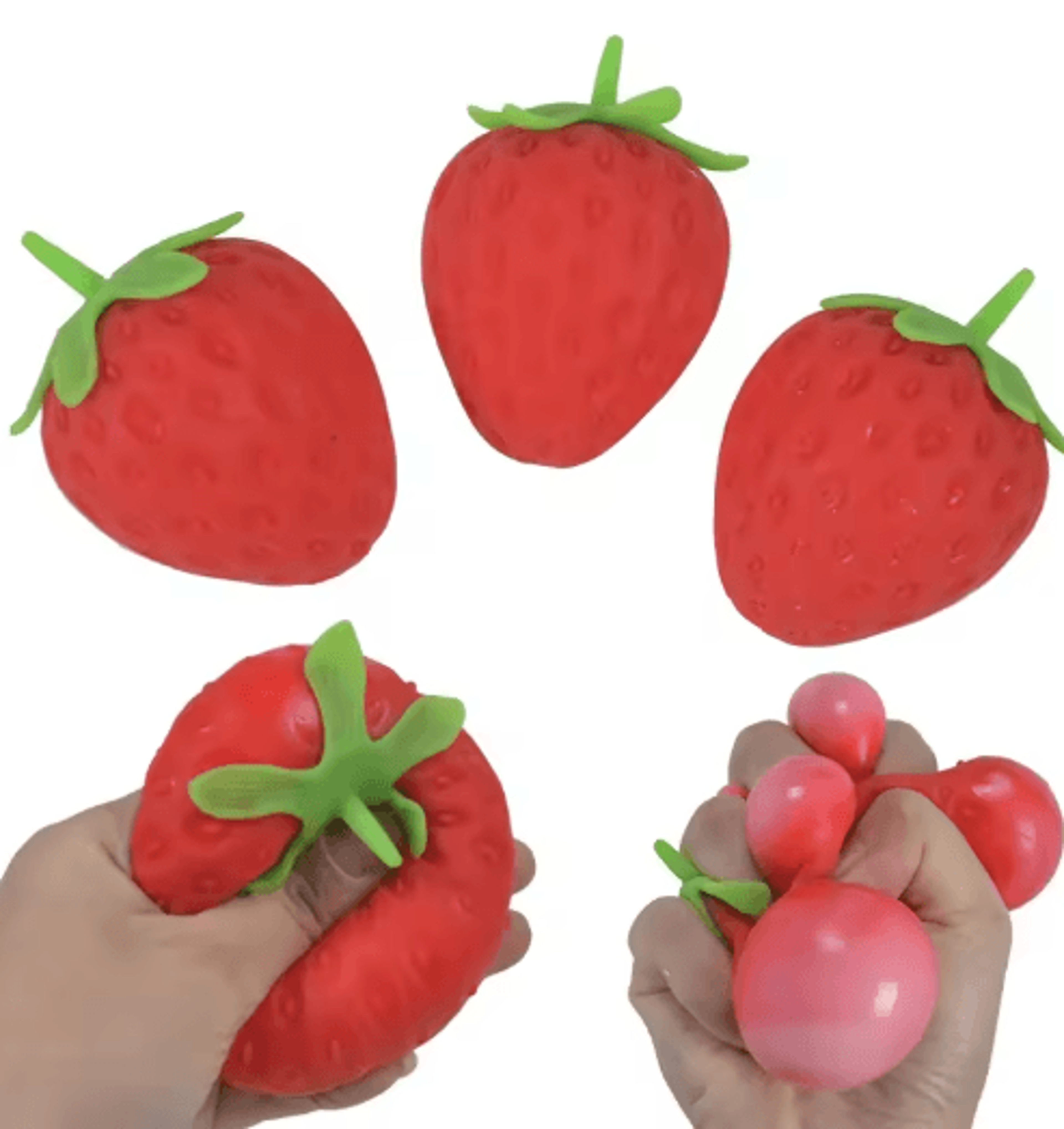 strawberry squishy stress ball sensory squeeze toy for adults & kids