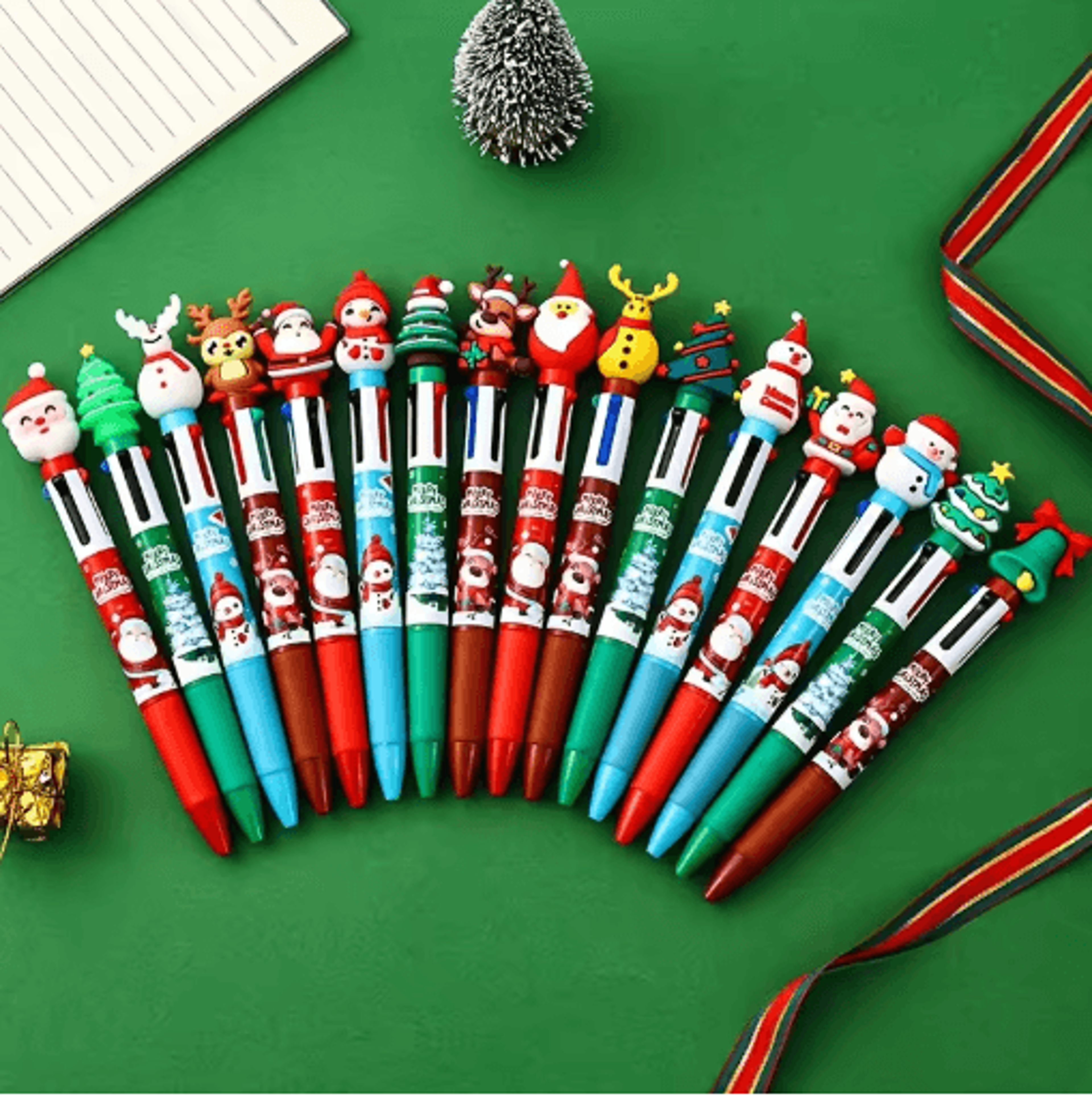 christmas ballpoint pens set 16pcs multi color santa claus holiday gift pens