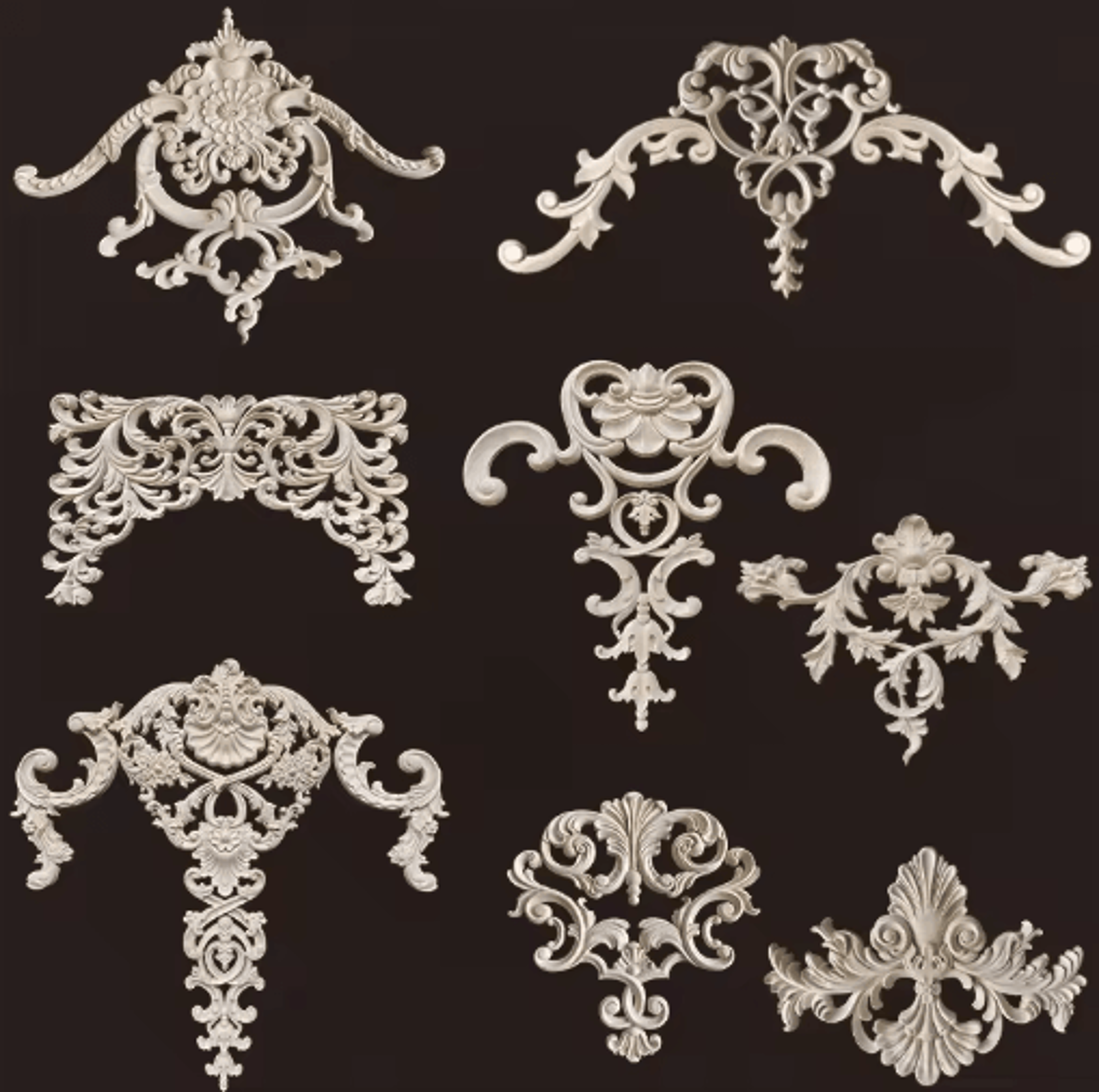 carved wood corner appliques floral furniture onlays for elegant home decoration