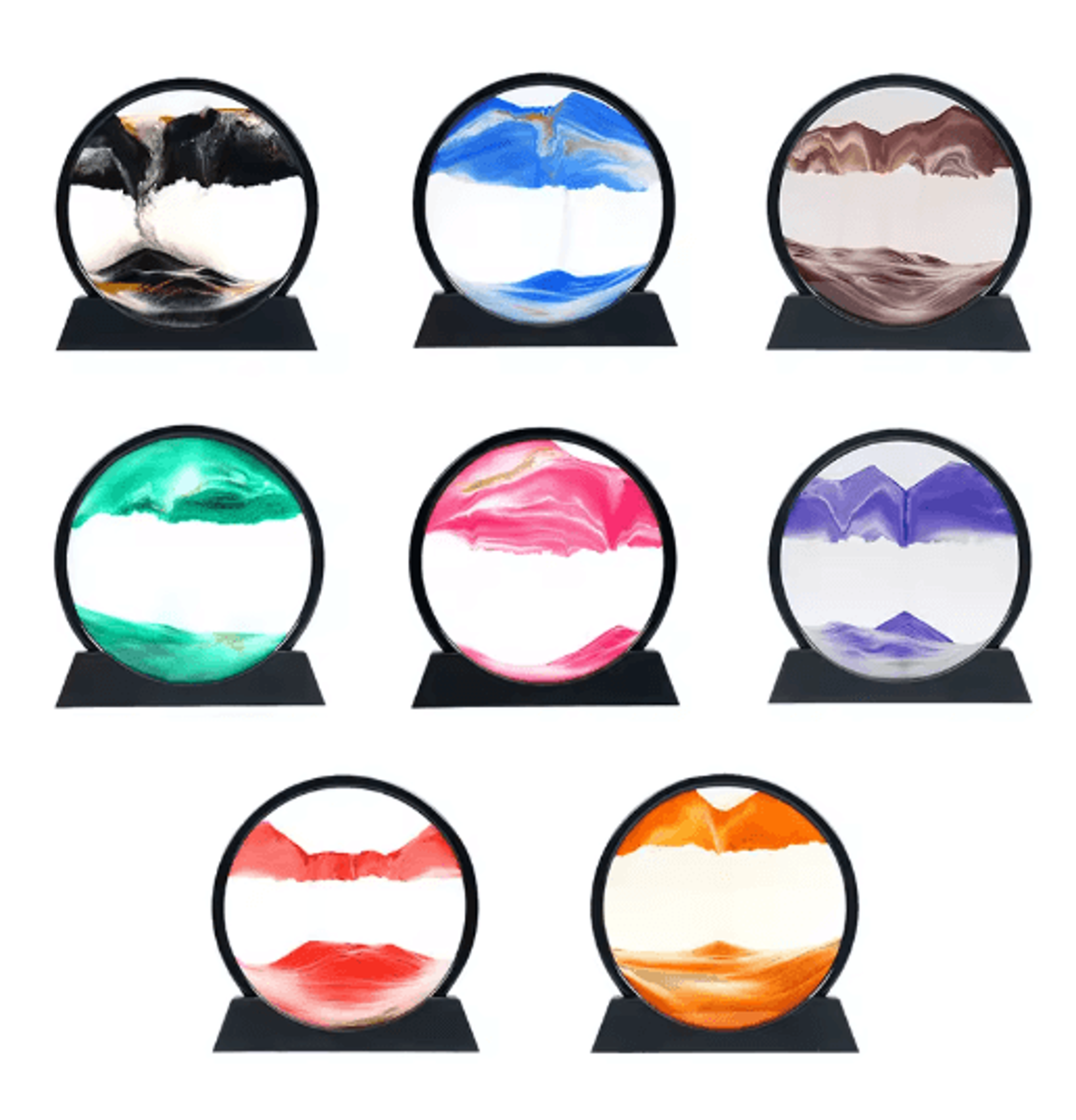 3d moving sand art frame round hourglass sandscape desktop decor for home & office