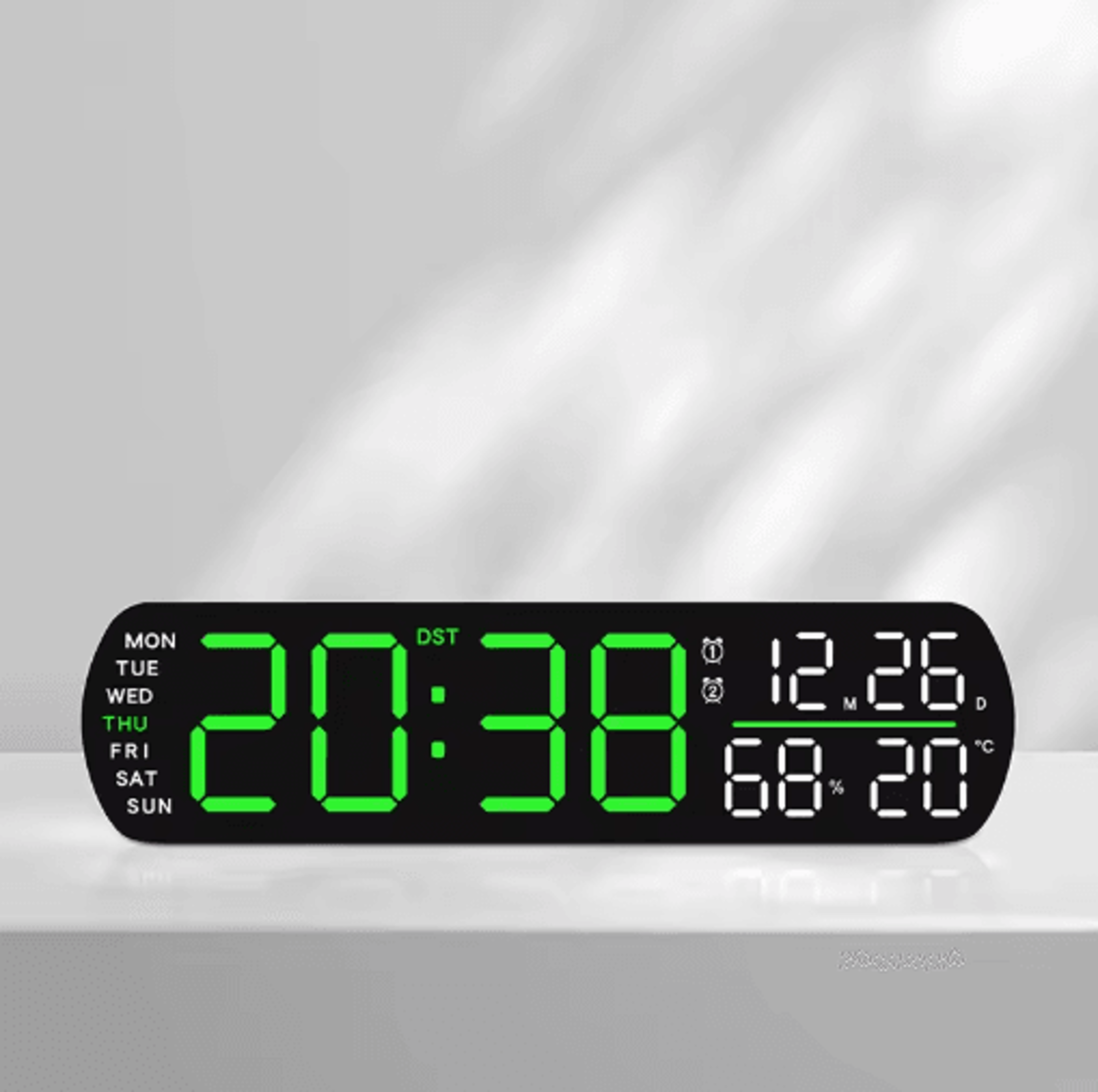 digital alarm clock with temperature & humidity led auto dimmable multifunction desk clock