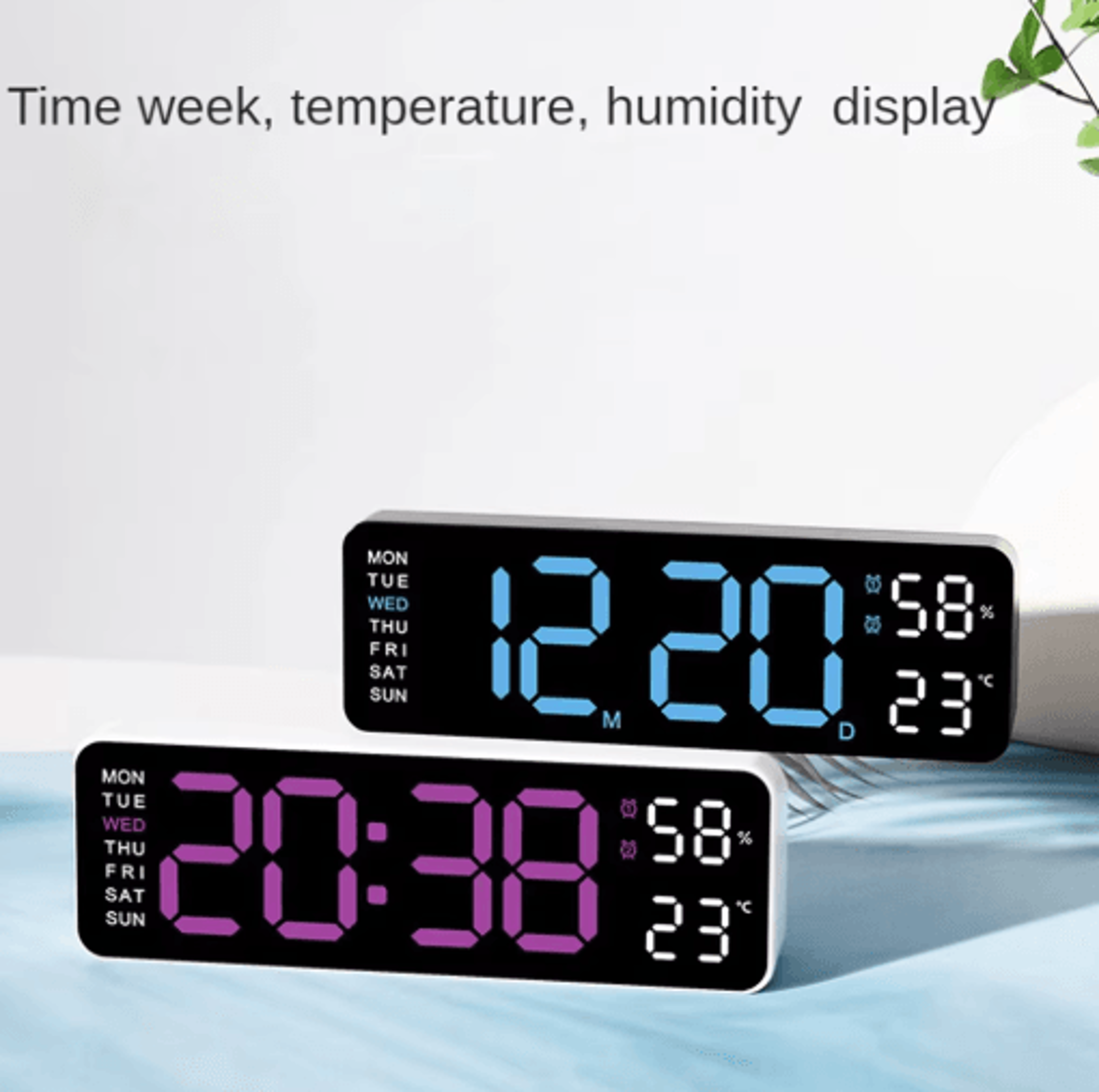 smartview large digital wall clock with temperature & humidity display