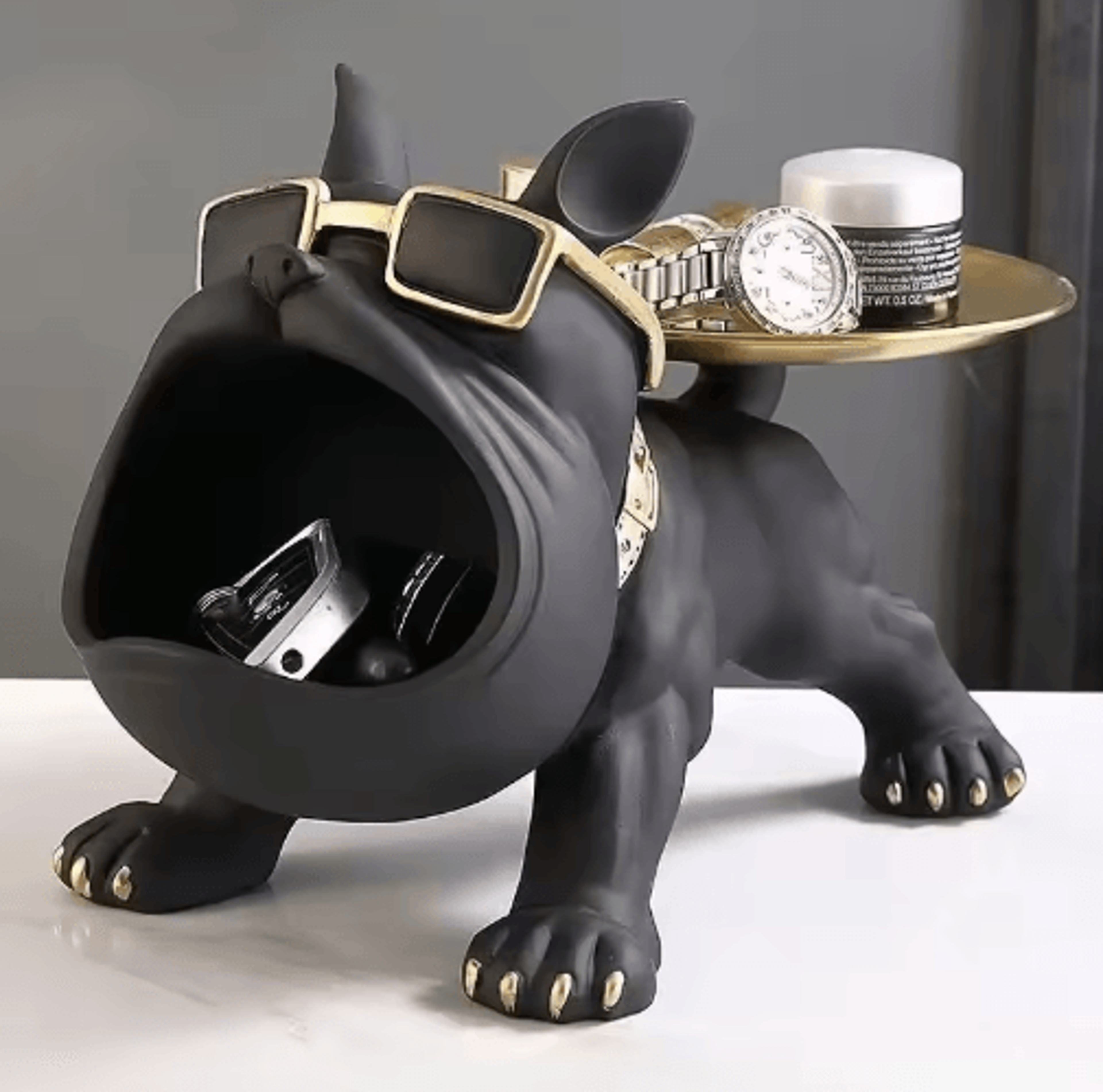chicguard bulldog figurine storage box – decorative dog statue organizer