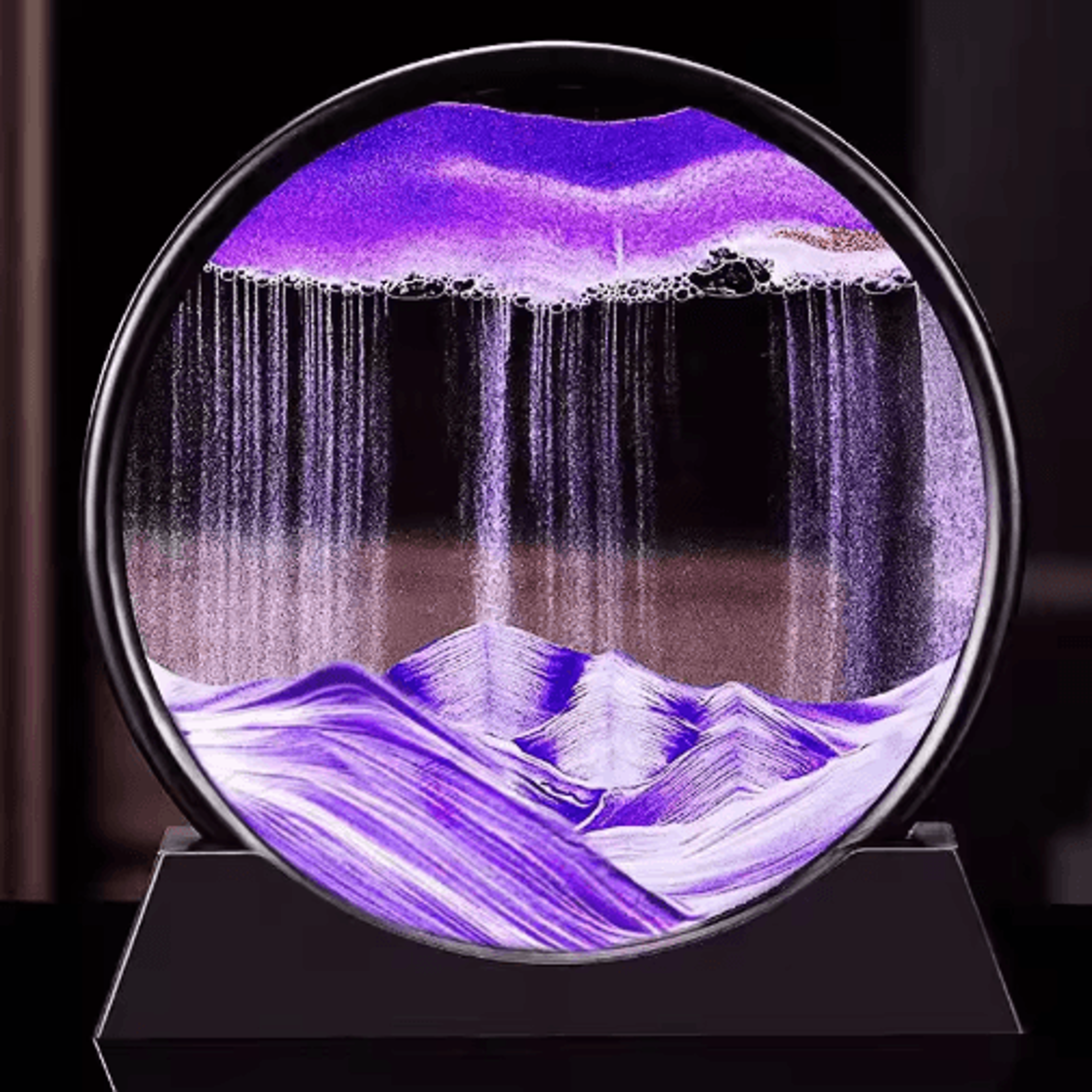 oceanflow 3d moving sand art picture – round glass sandscape decor