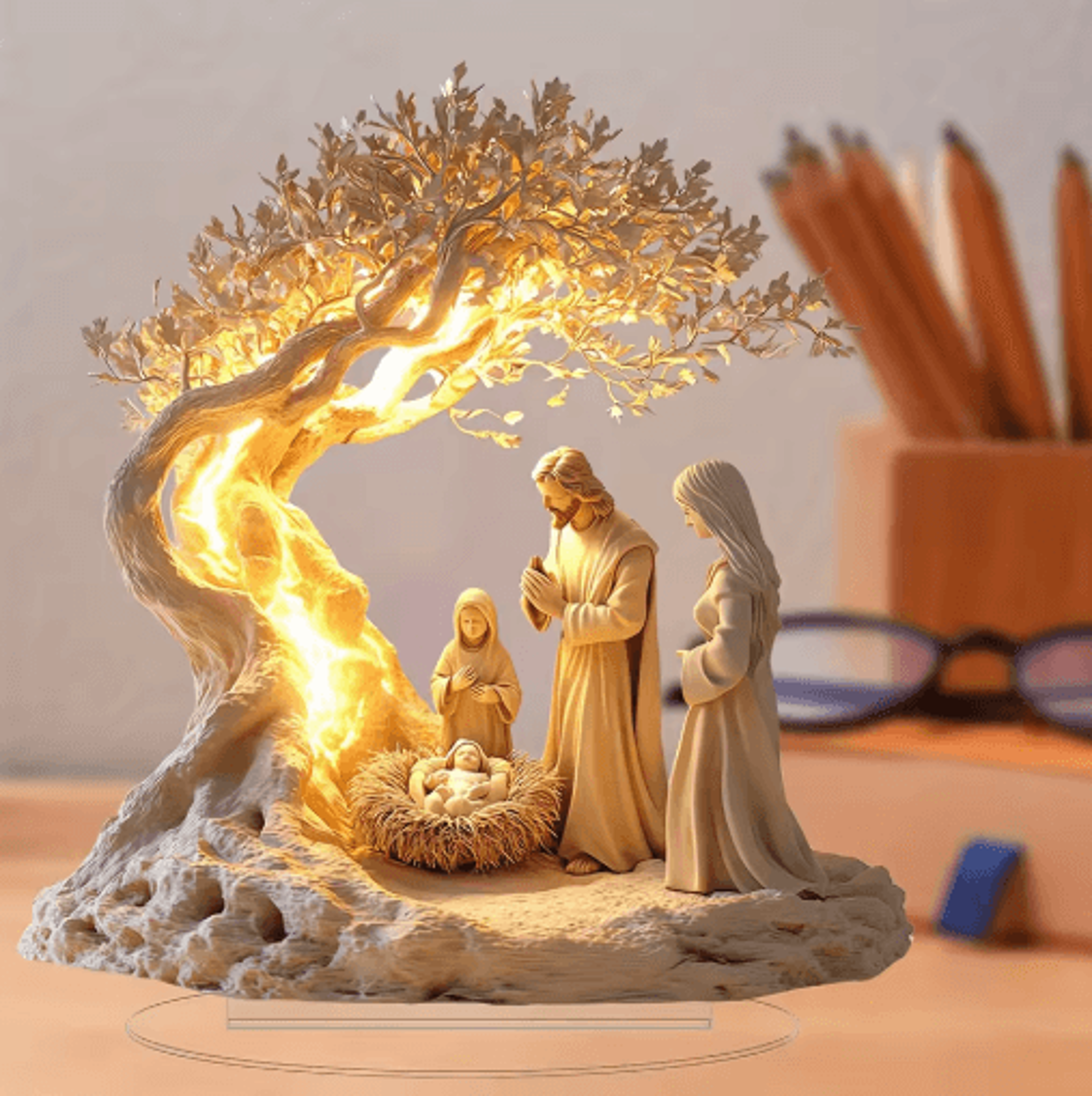 liferoots acrylic tree of life family decor – newborn keepsake desktop ornament