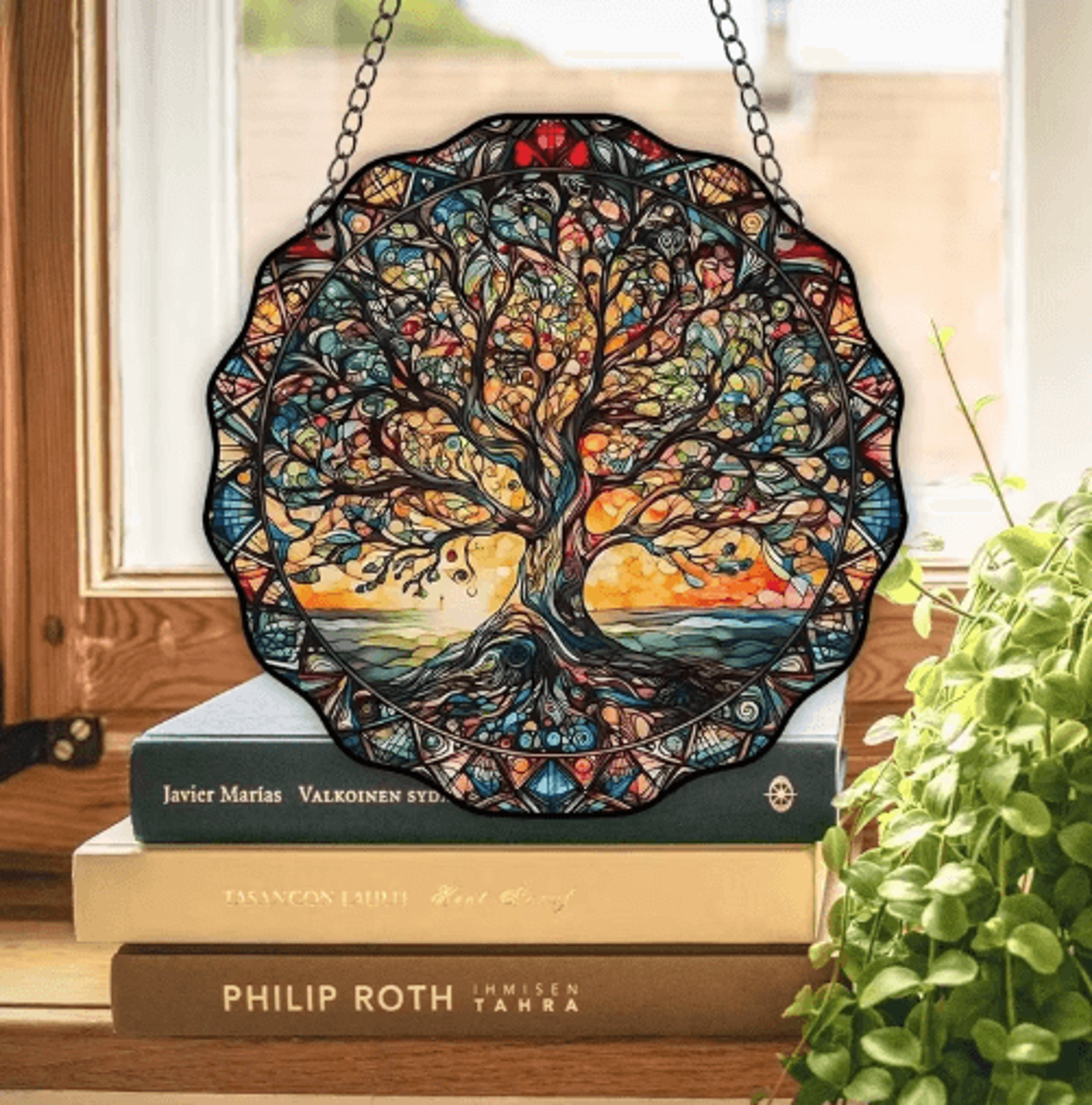 sunglow tree of life acrylic wall hanging – round decorative welcome sign