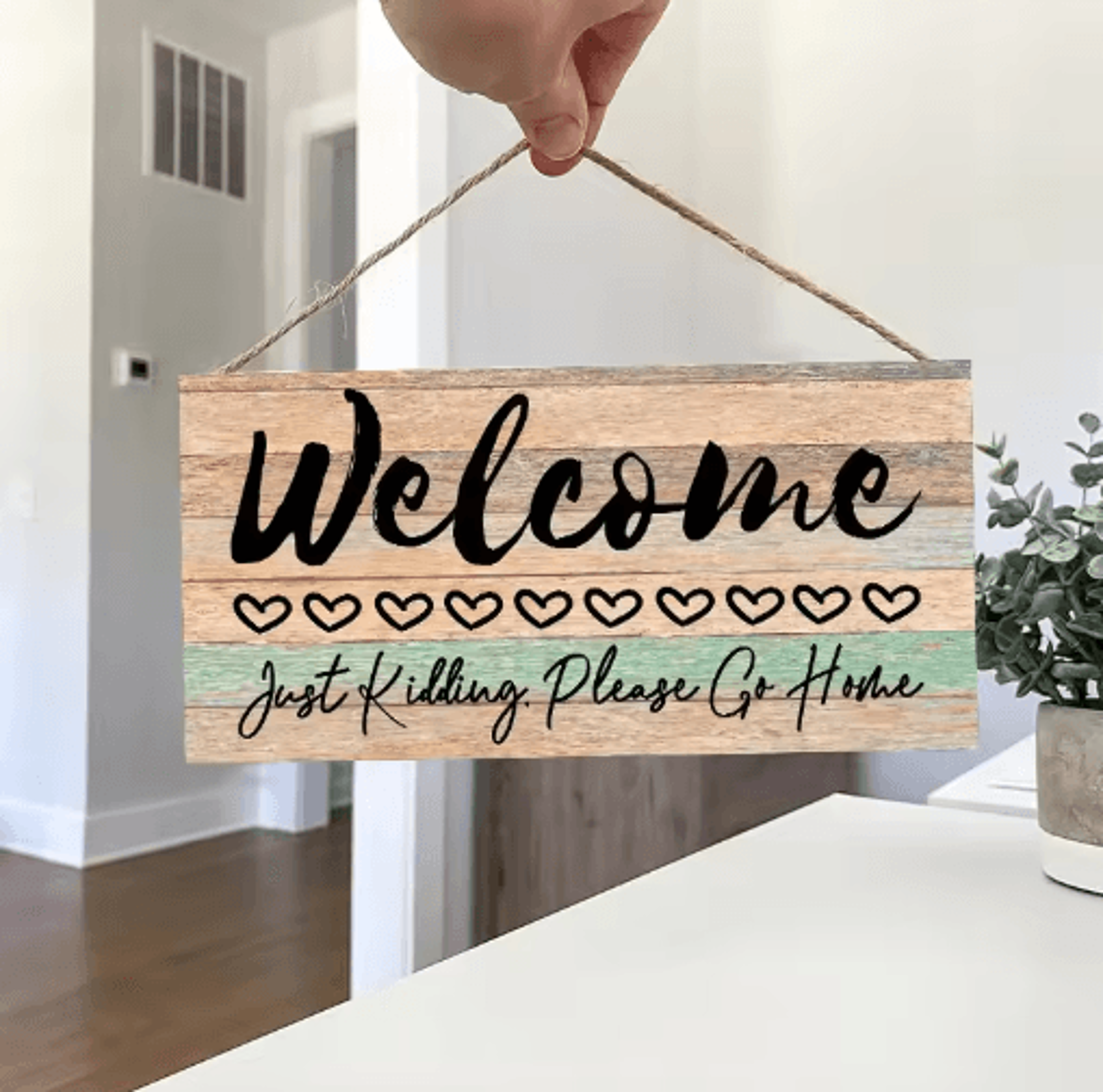 warmnest rustic welcome wood sign – farmhouse wall hanging door decor