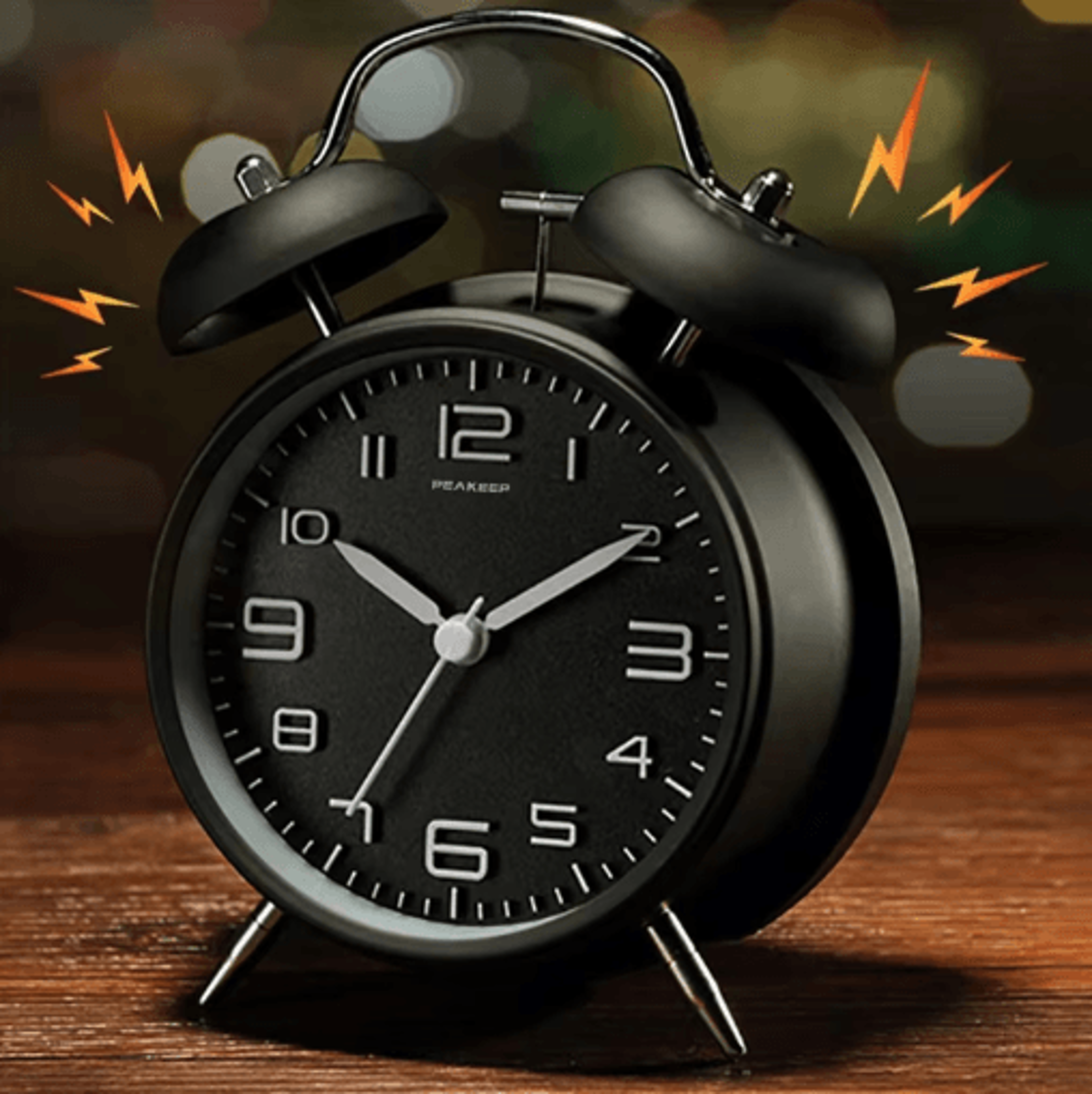 classic twin bell alarm clock loud metal desk clock with backlight display