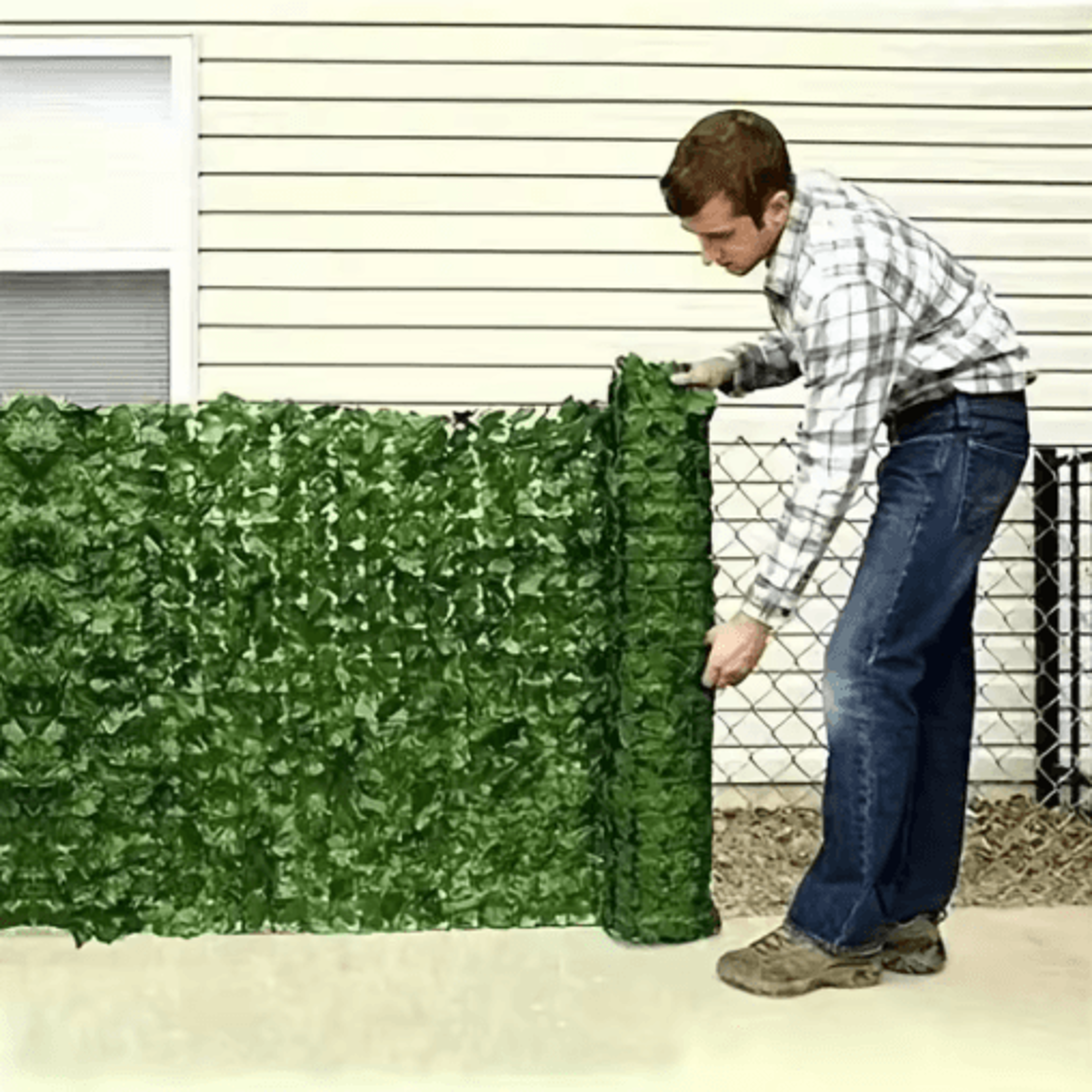 artificial ivy privacy fence panel uv resistant green wall screen for indoor & outdoor