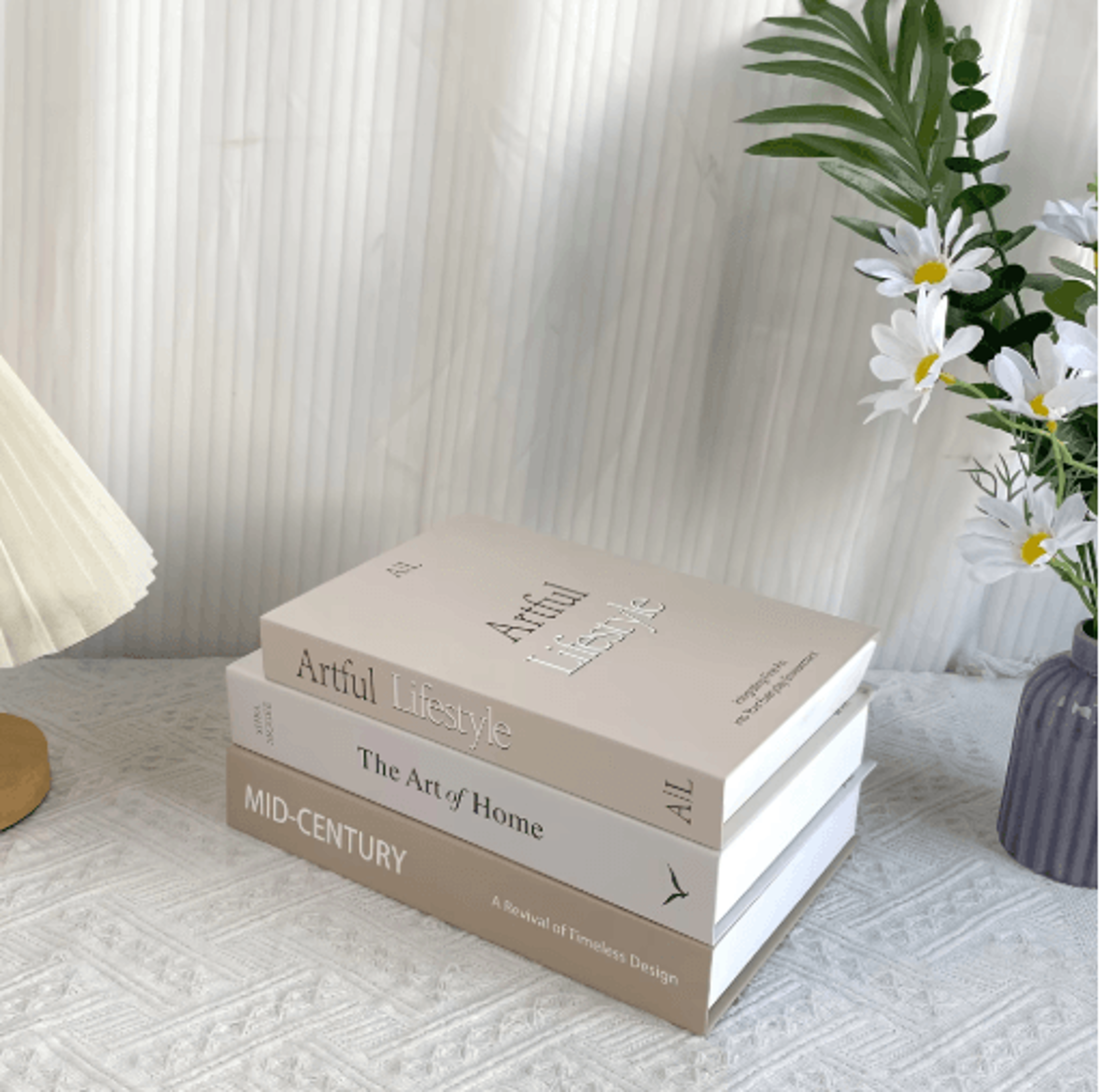 decorative fake book set – 3pcs minimalist simulation books for home styling