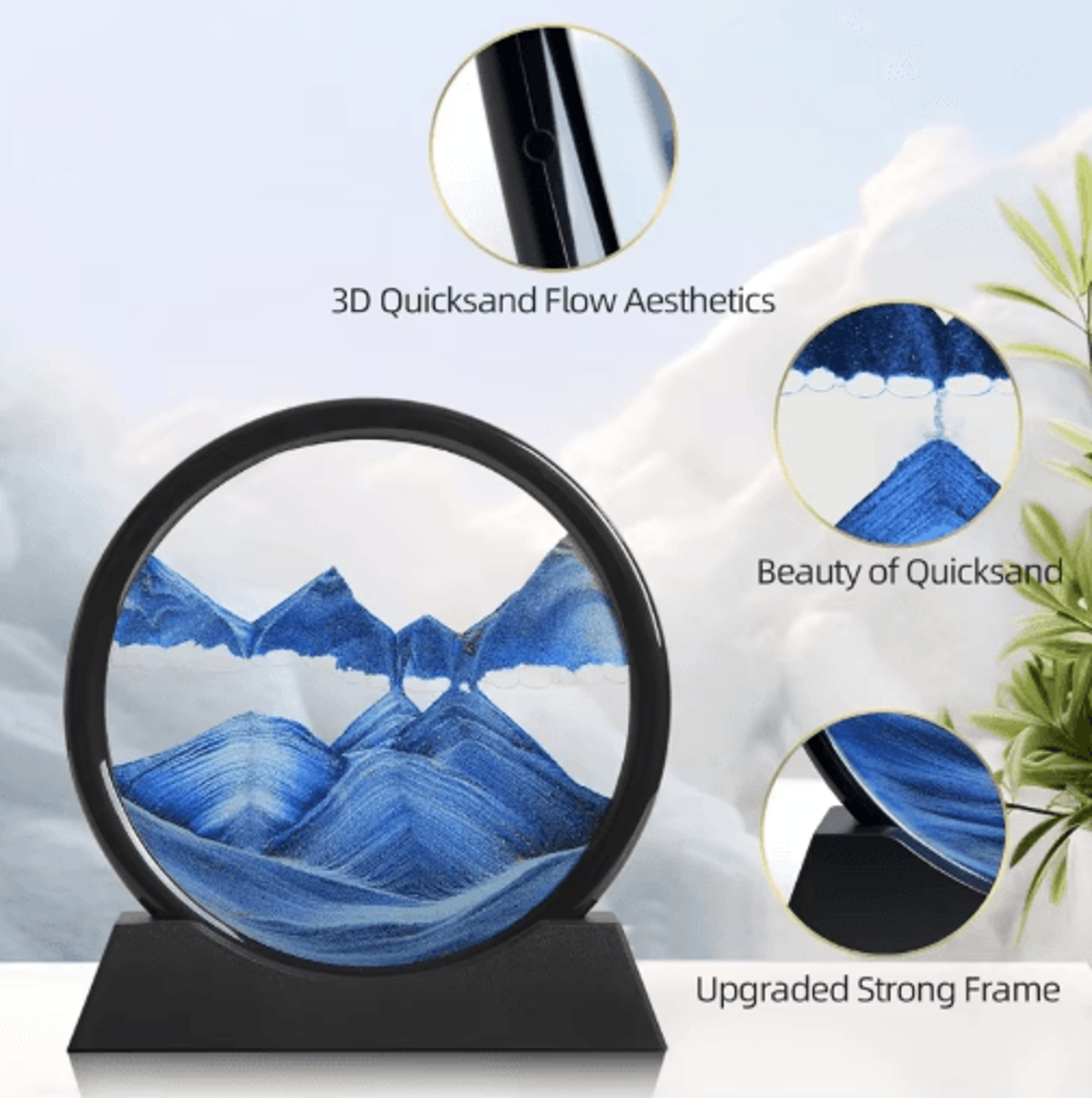 3d moving sand art frame – relaxing hourglass sandscape decor