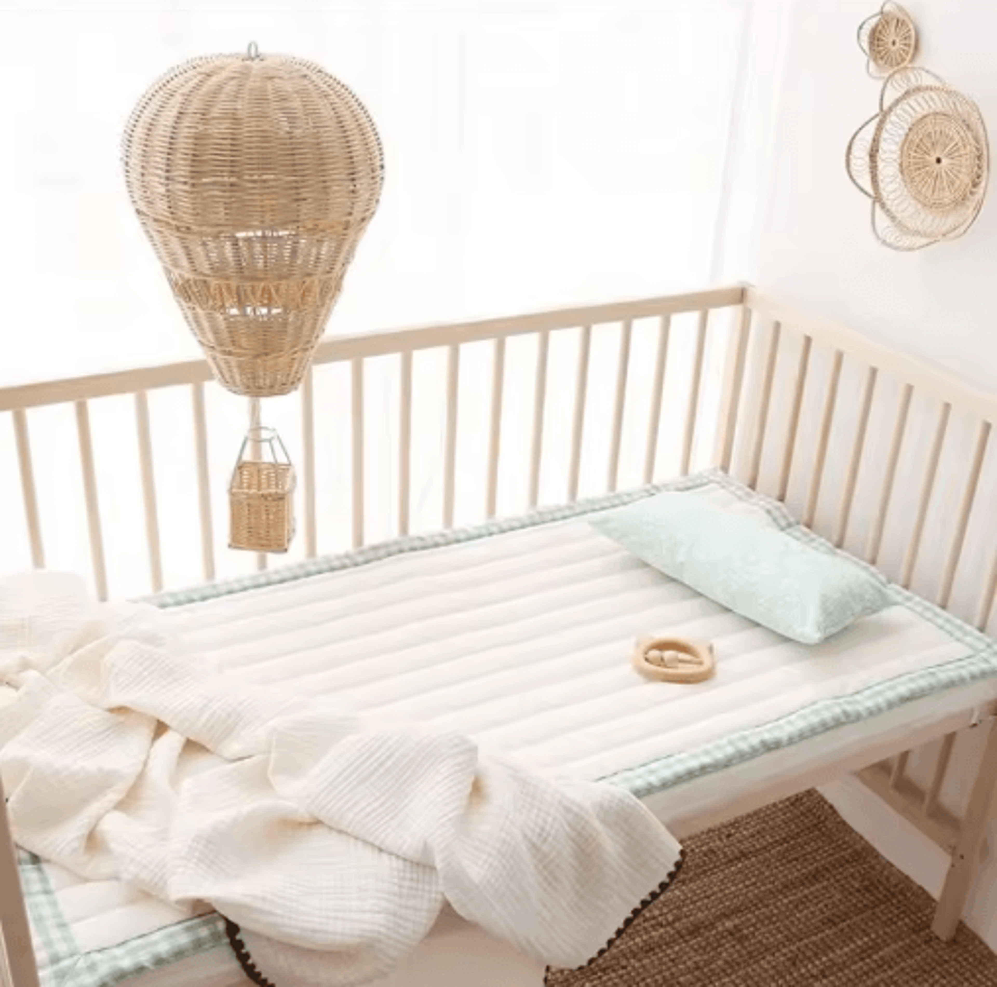 handwoven rattan hot air balloon wall hanging nordic nursery & kids room decor