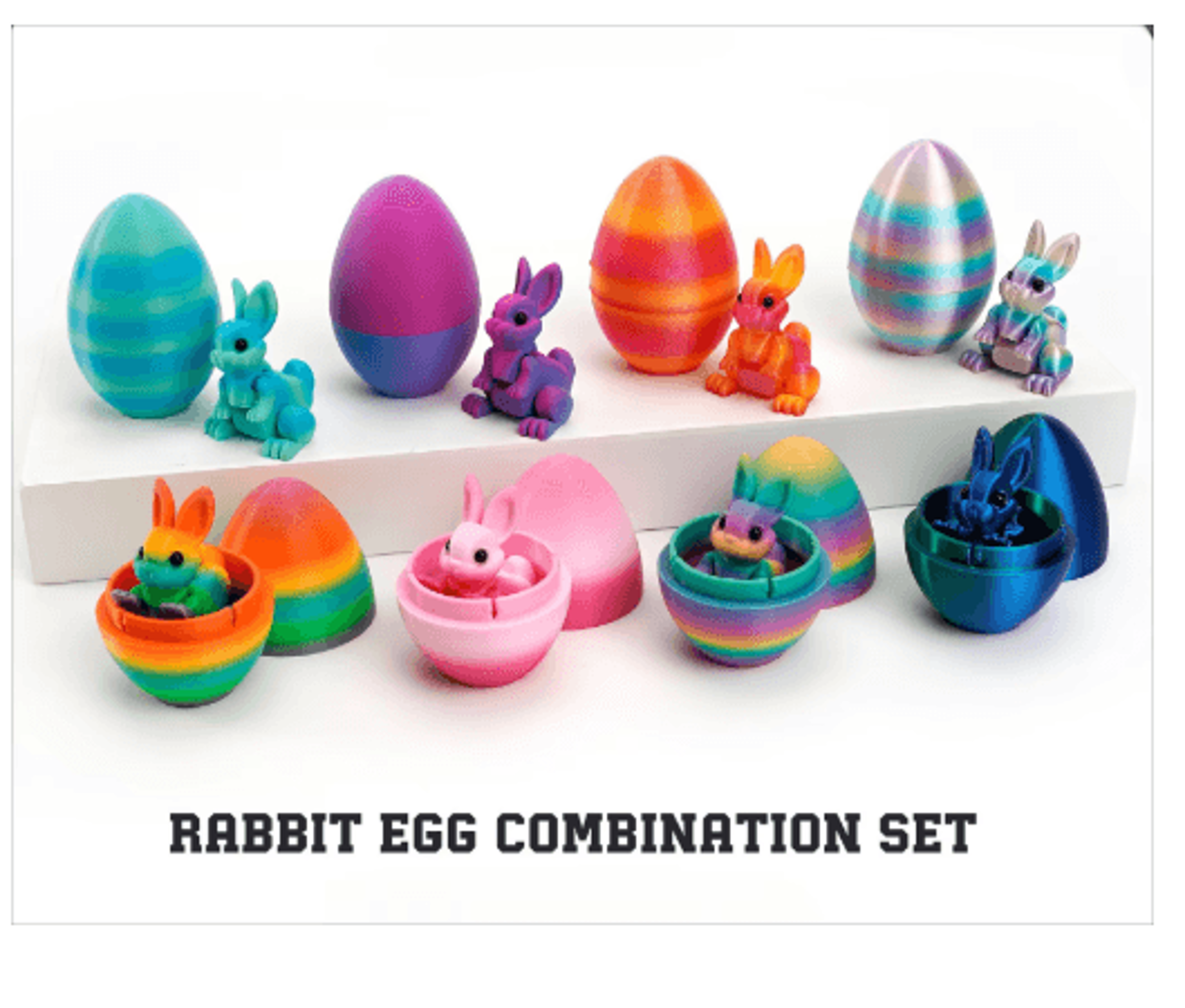3d printed easter rabbit ornament with egg cute desk decor & kids gift