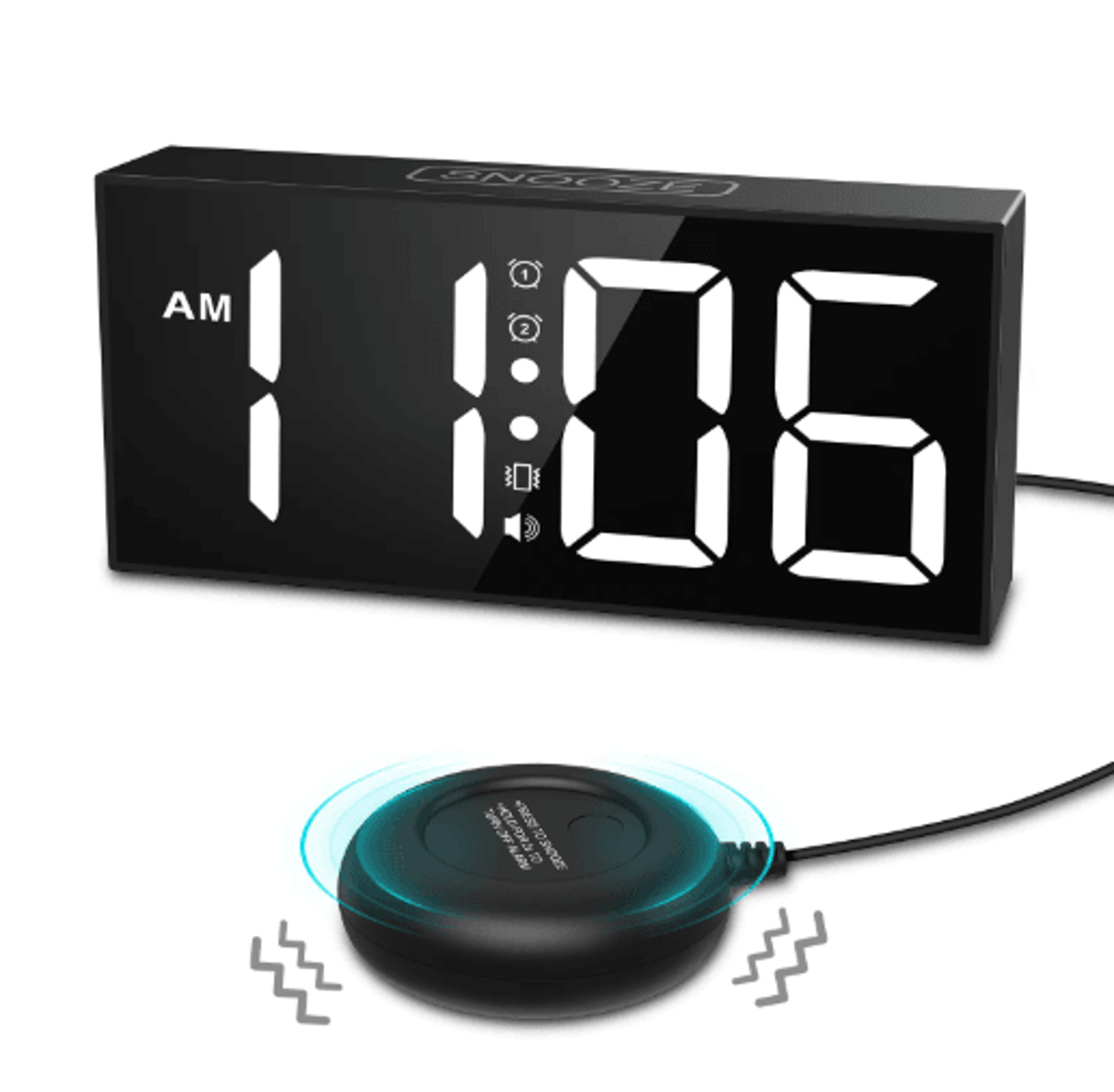 oria vibrating alarm clock with bed shaker loud led digital alarm for heavy sleepers