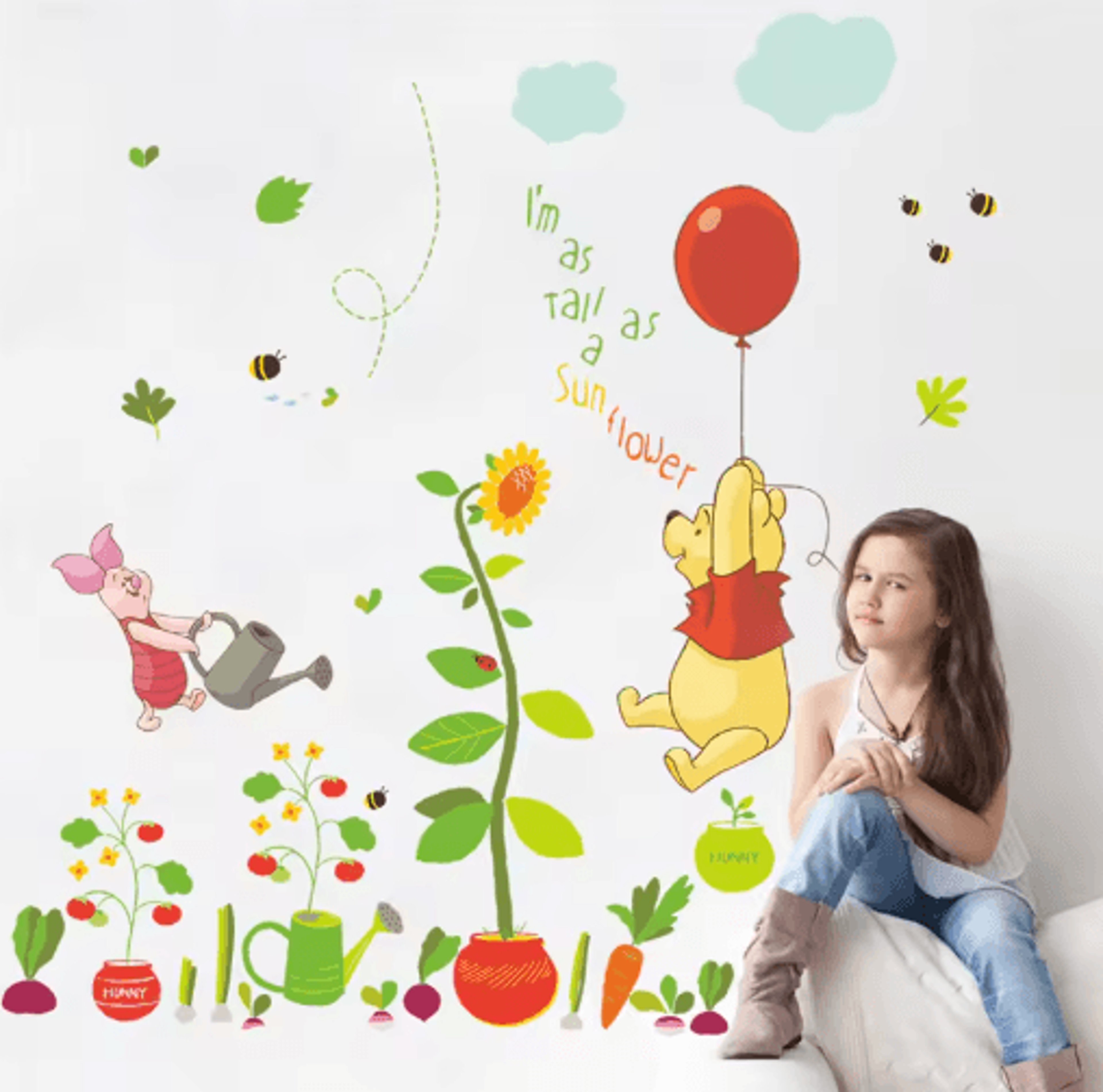 winnie the pooh wall sticker – cute cartoon wall decals for kids room & nursery decor