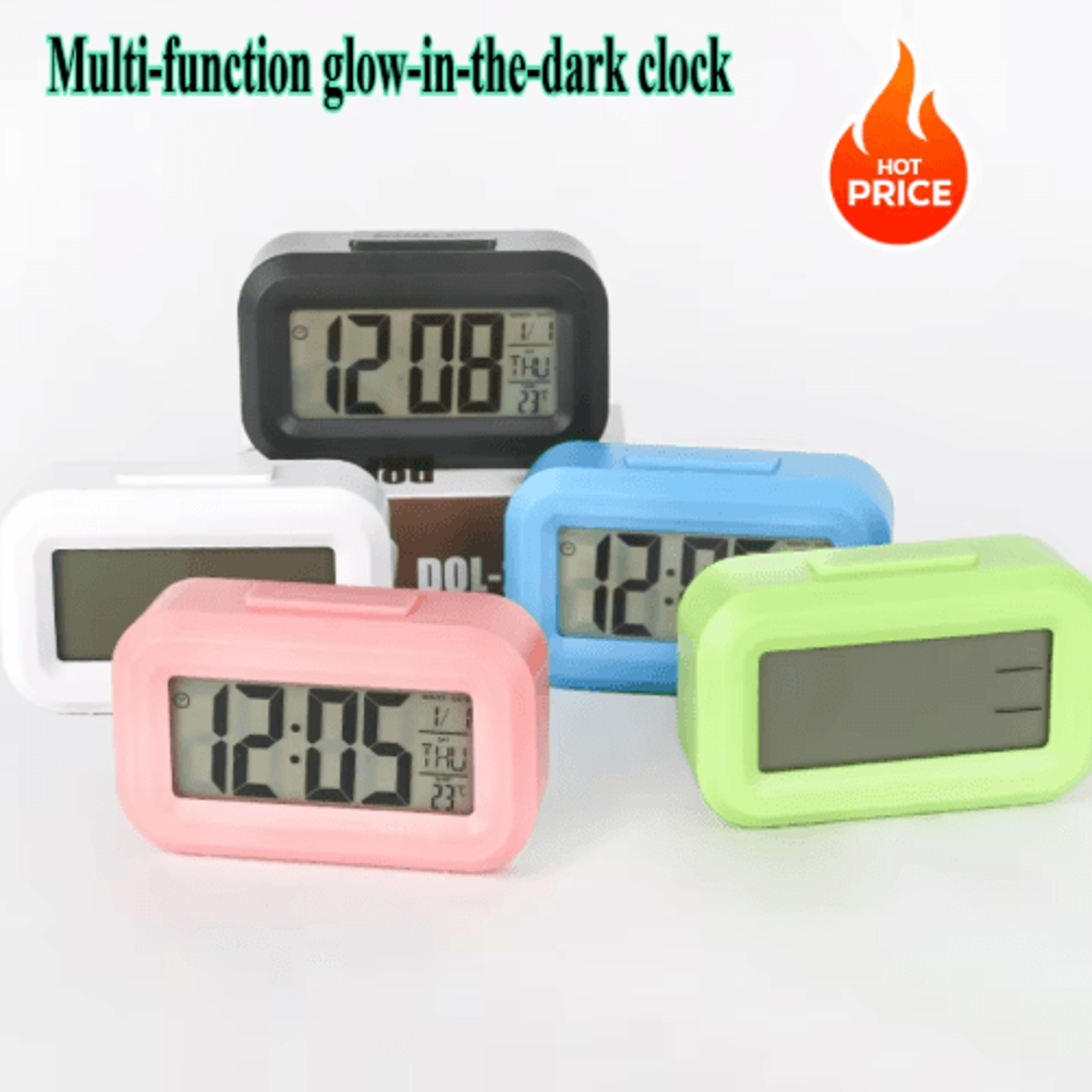 digital alarm clock – led desk clock with snooze, backlight & calendar display