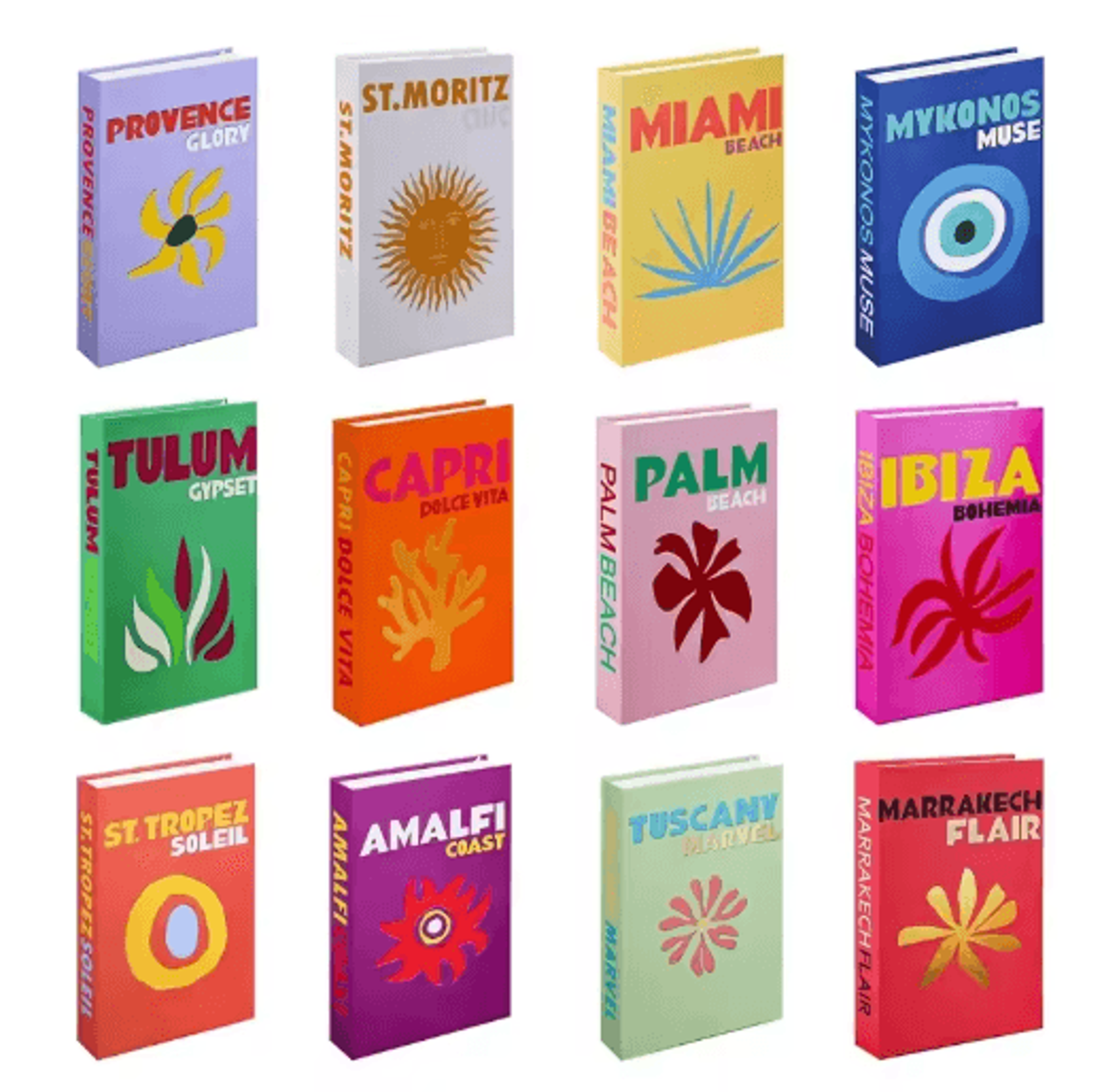 travel series fake book decor ibiza capri decorative storage book box for coffee table