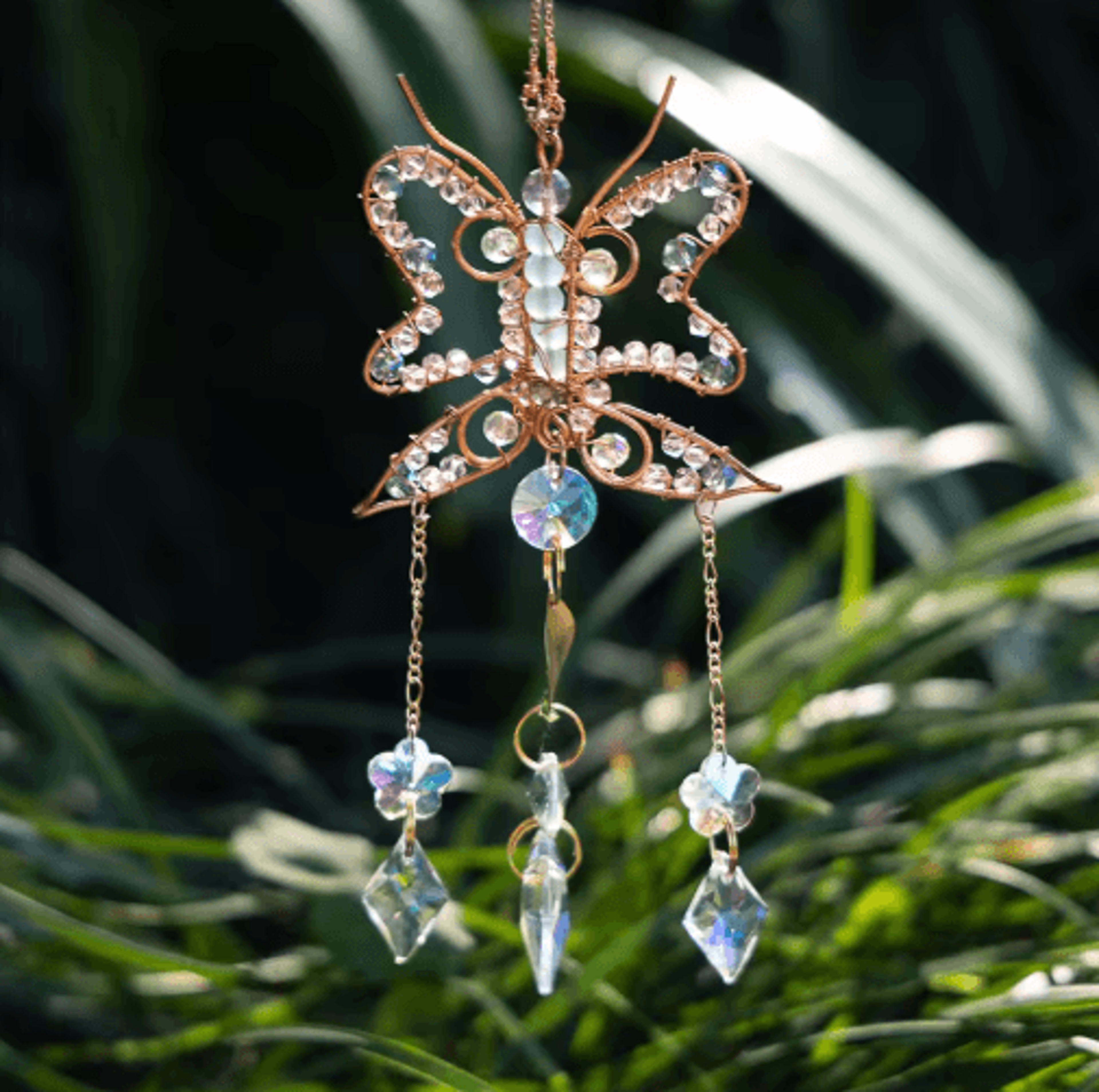 crystal sun & moon wind chime – prism suncatcher hanging decor for home & garden