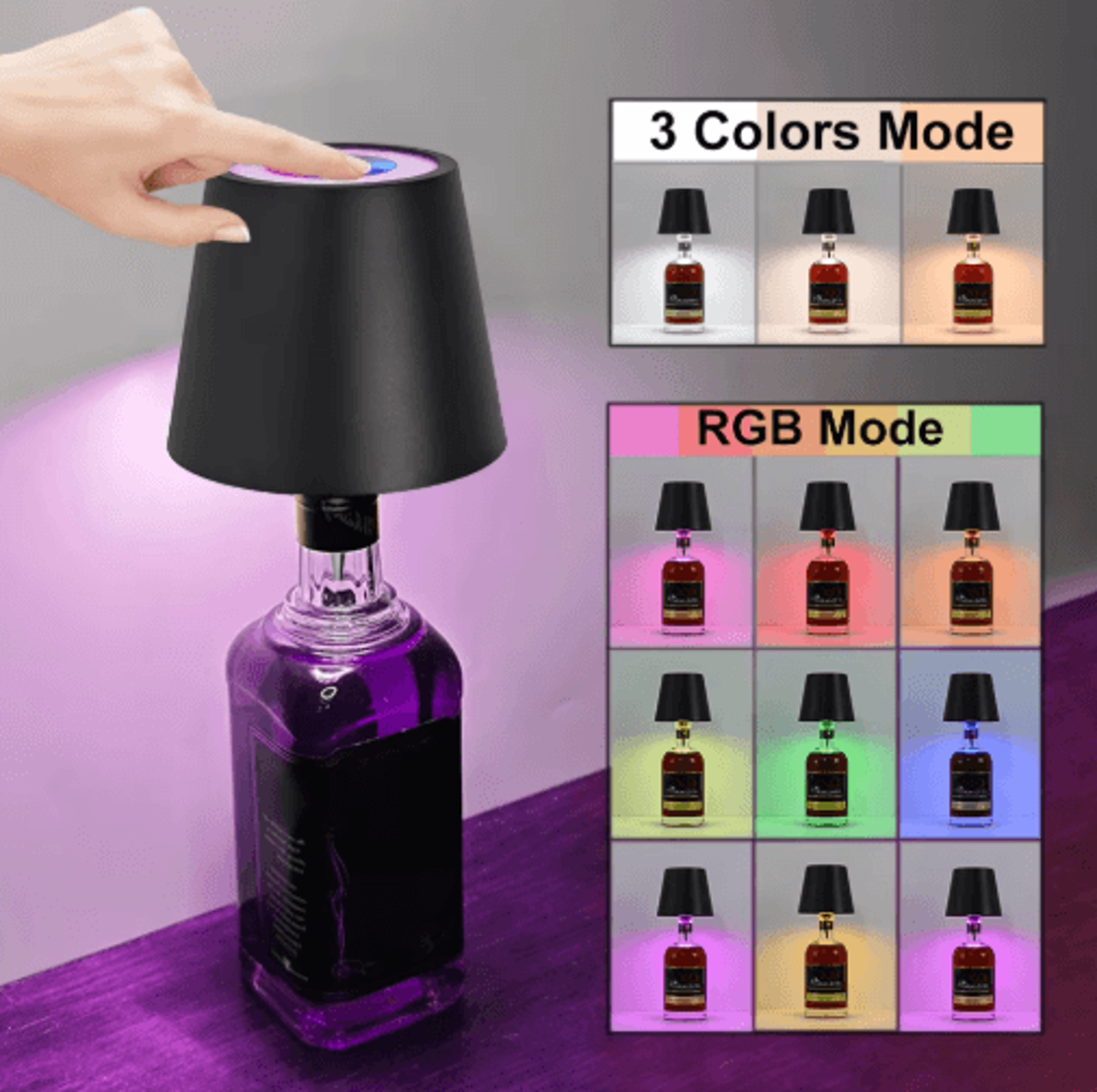 wireless led wine bottle lamp – rechargeable touch control table light for outdoor & dining ambiance