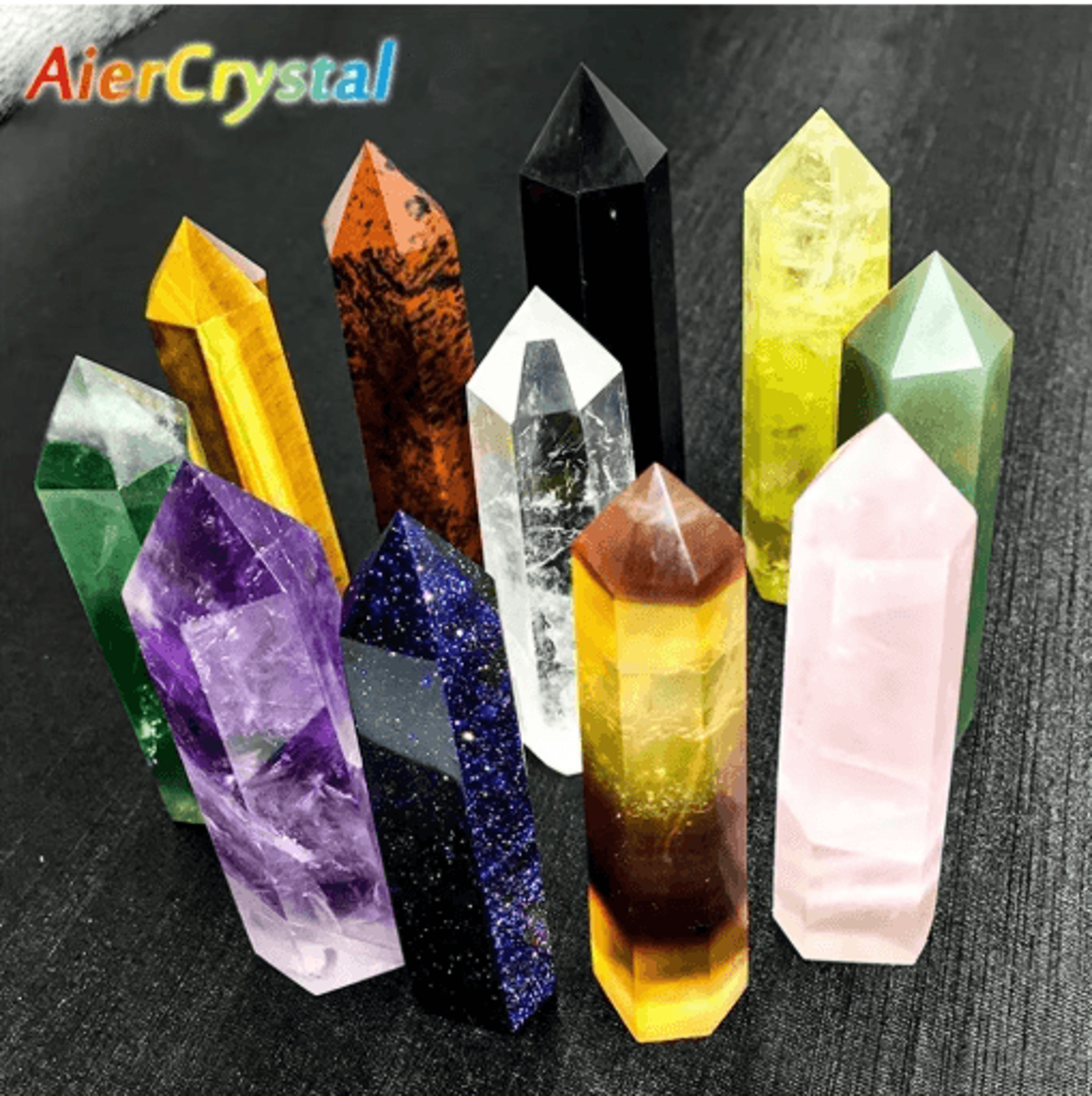 rose quartz & amethyst crystal healing wand natural reiki energy decor