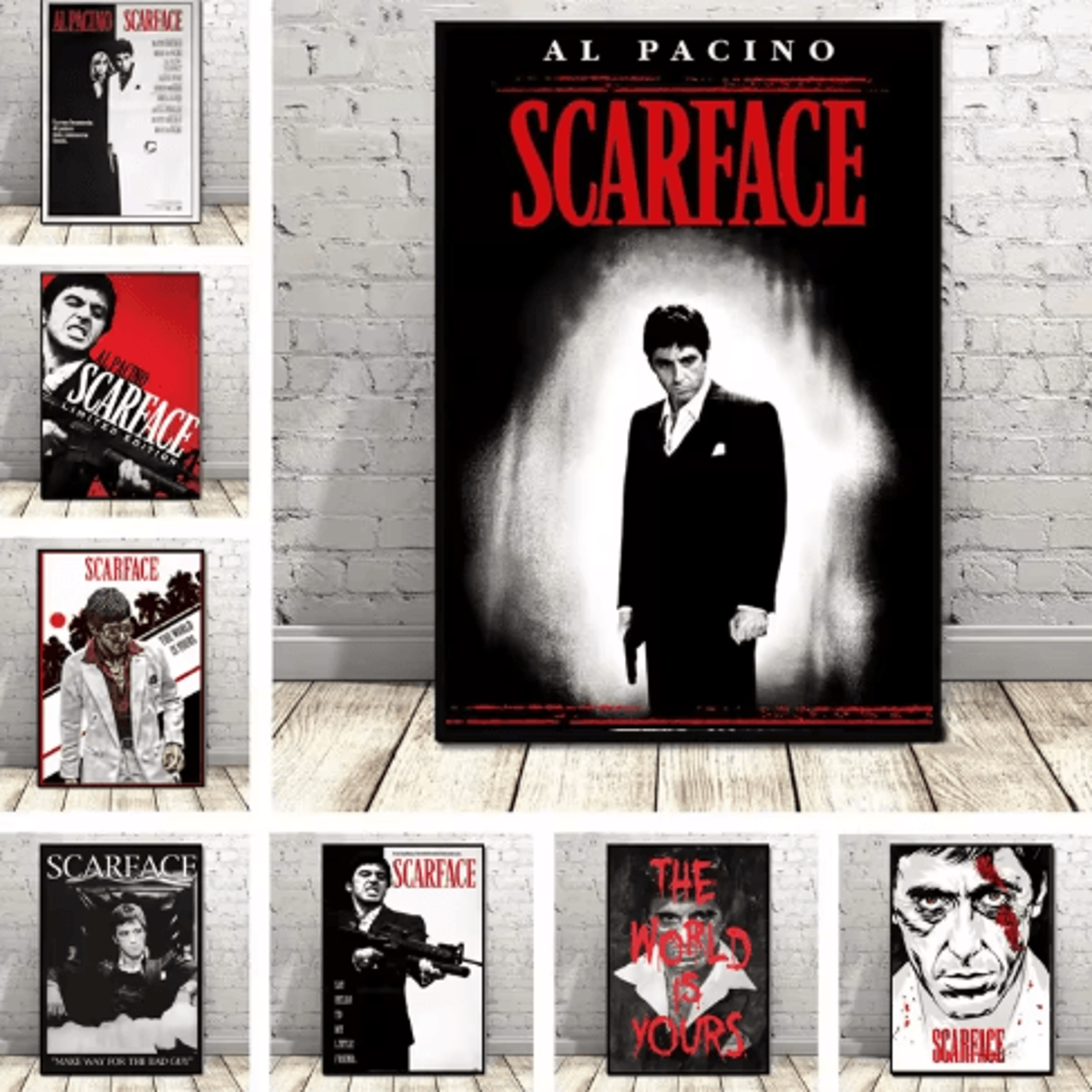 scarface al pacino canvas poster – gangster movie wall art print