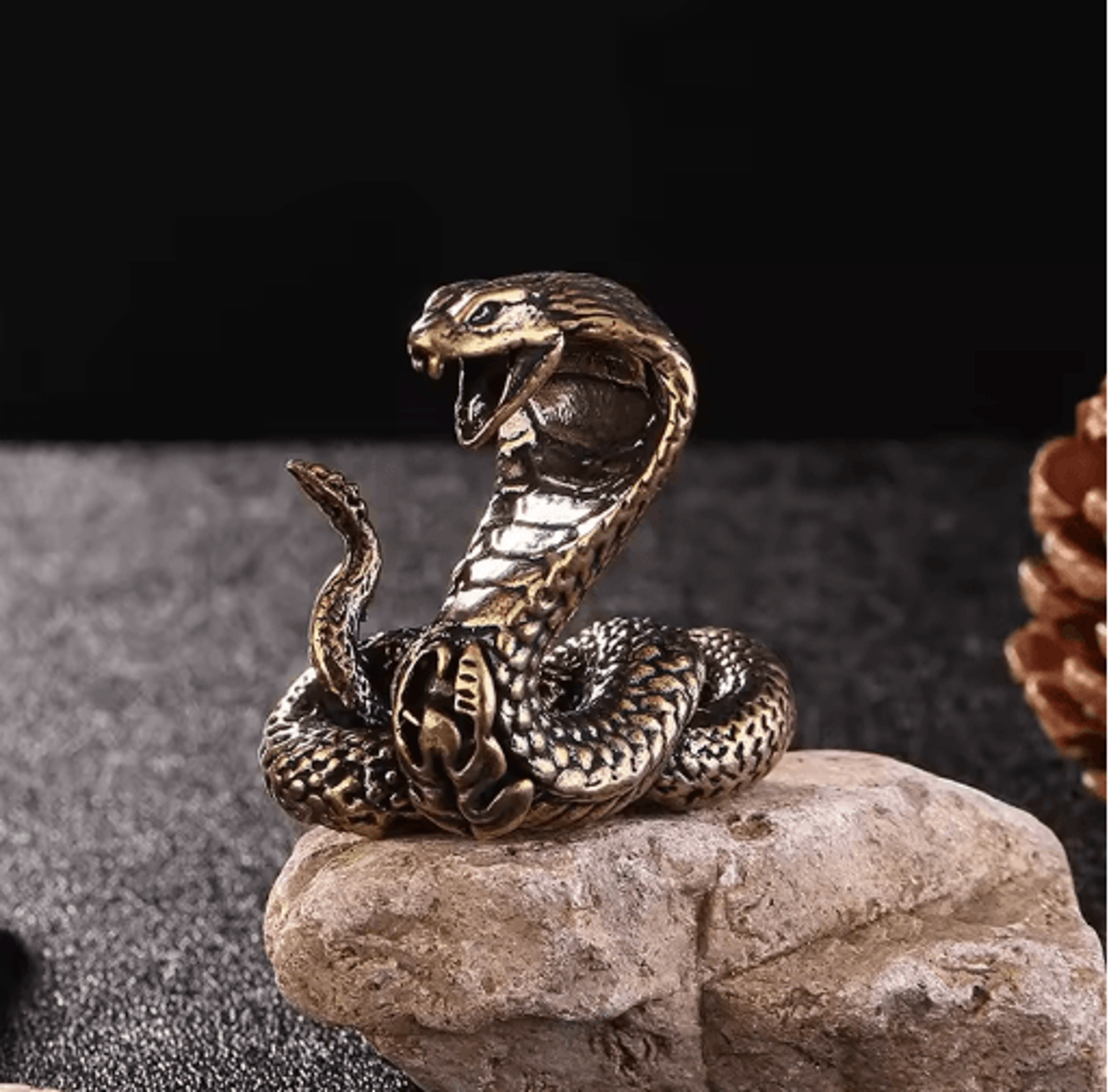 antique copper brass snake figurine mini desktop bronze decor statue