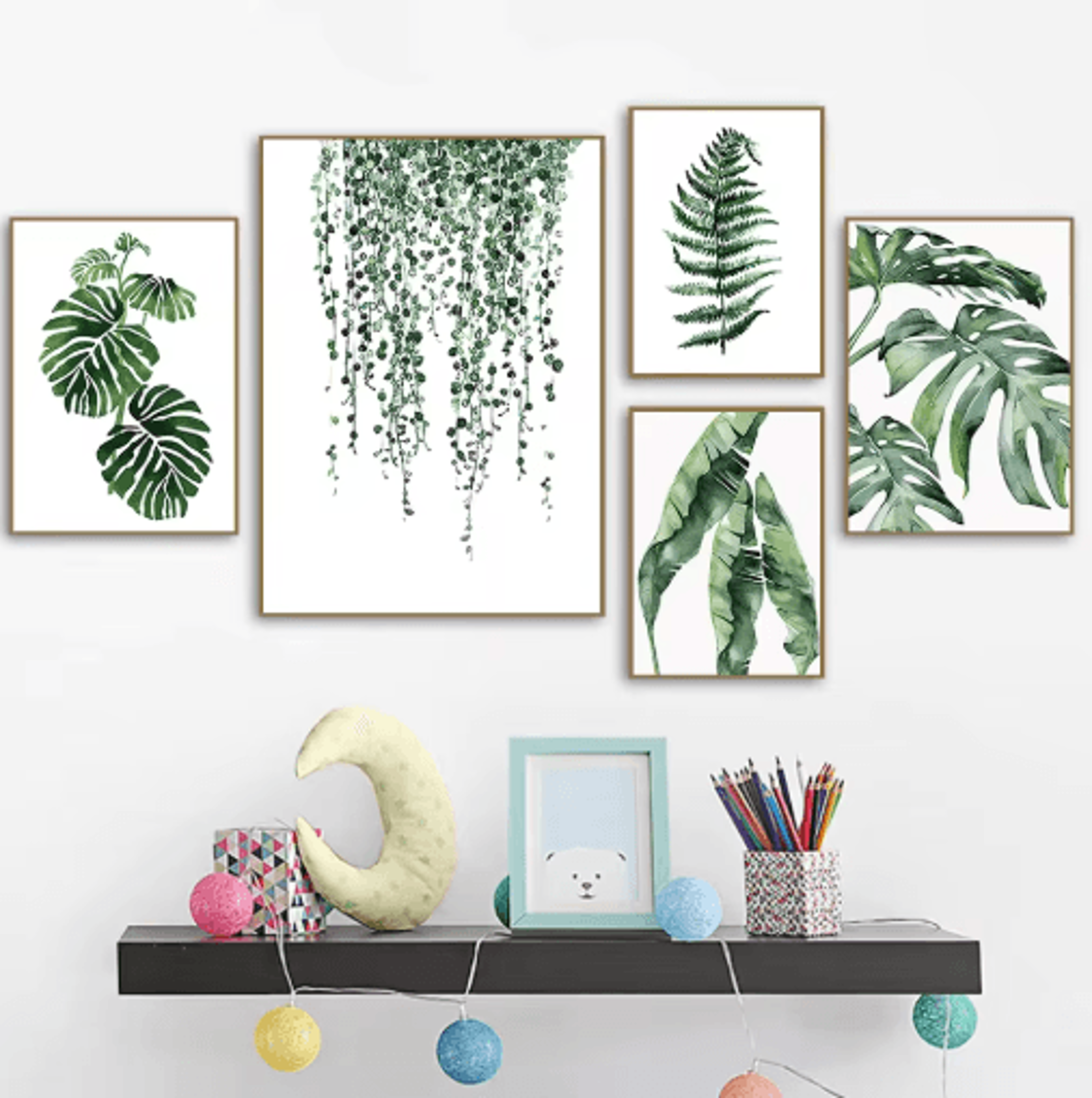 nordic botanical canvas wall art – monstera & tropical leaf prints for modern home decor