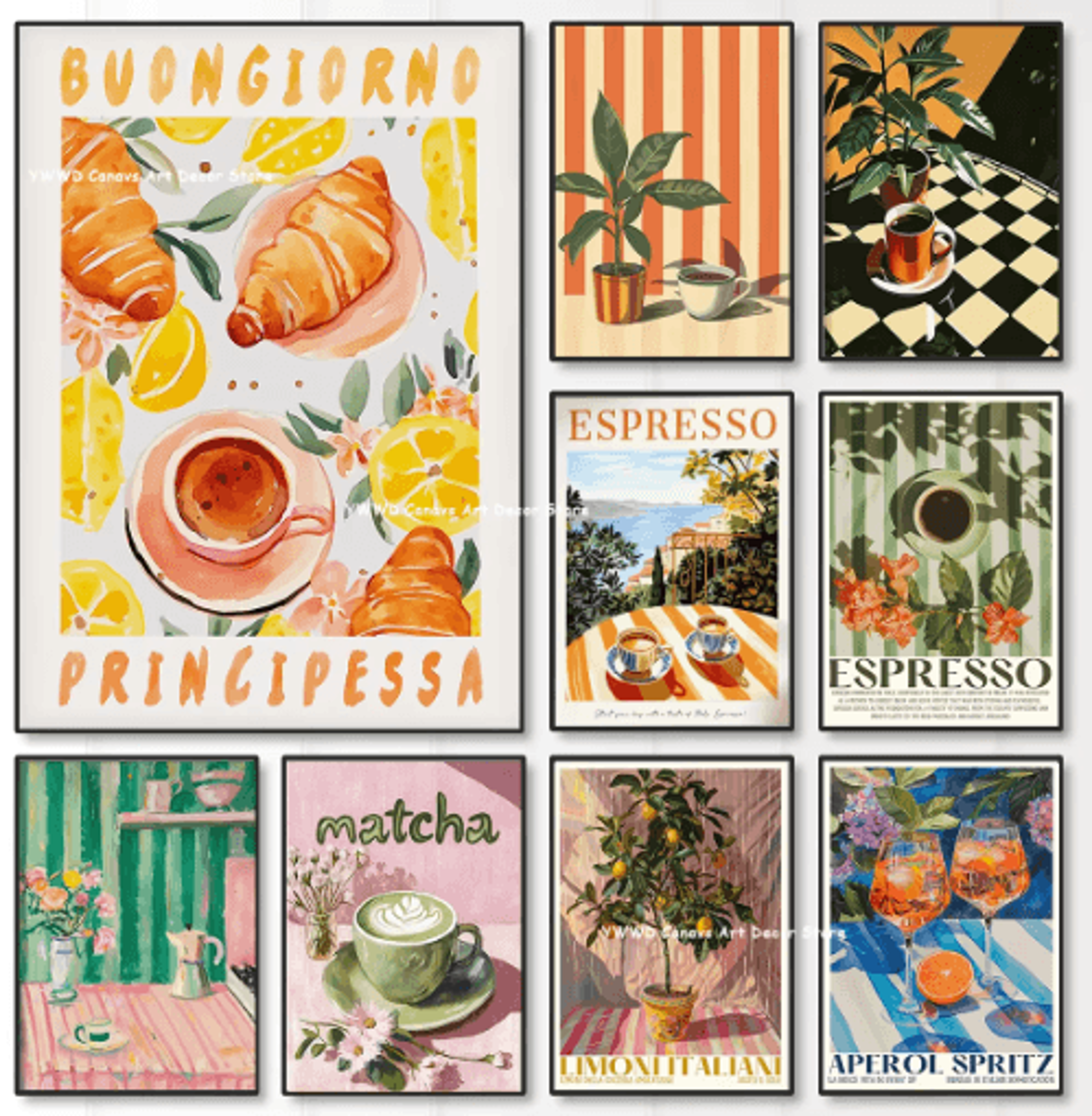 buongiorno espresso canvas wall art modern coffee kitchen decor print