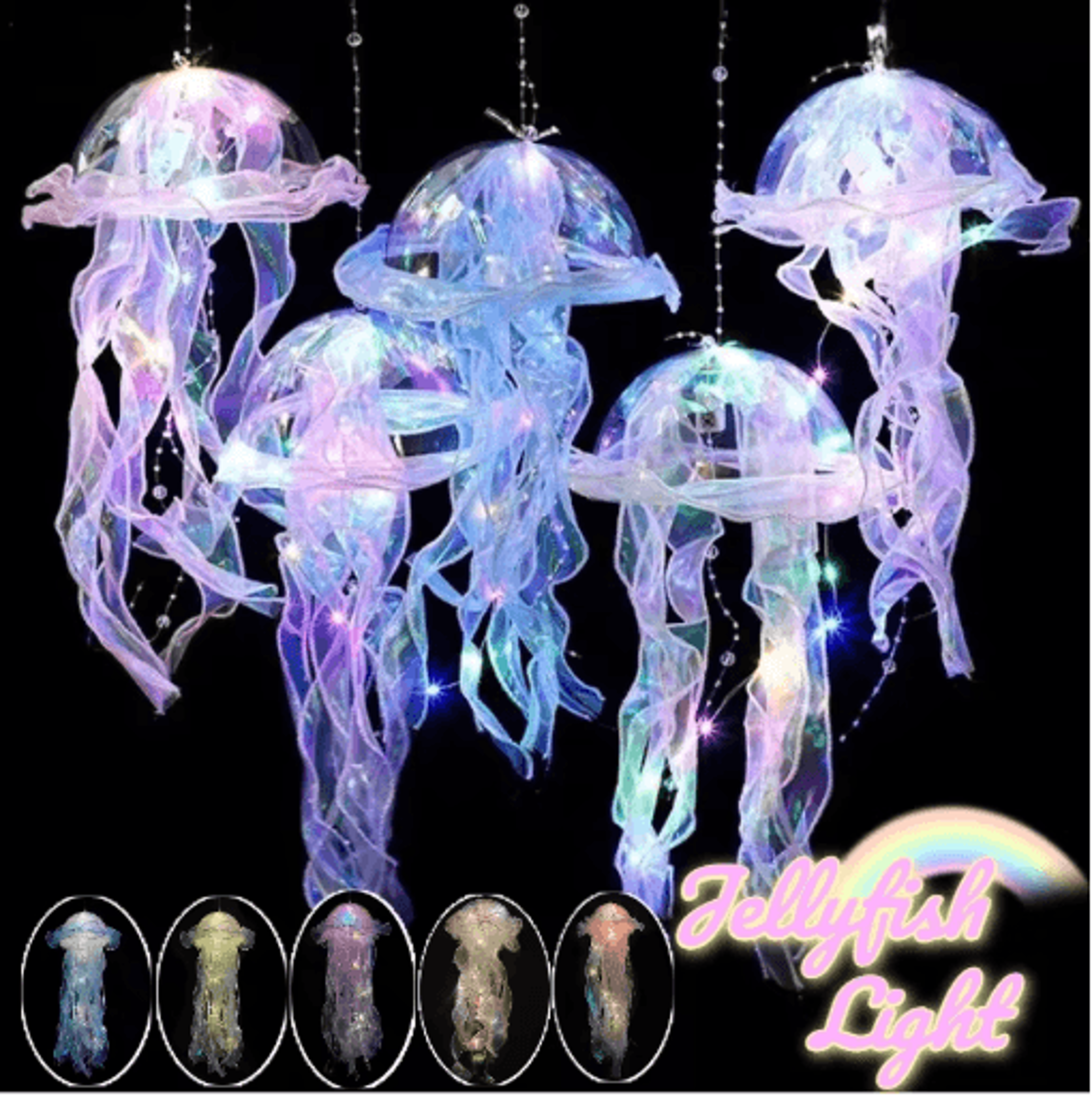 gradient jellyfish led hanging night light colorful ambient pendant lamp