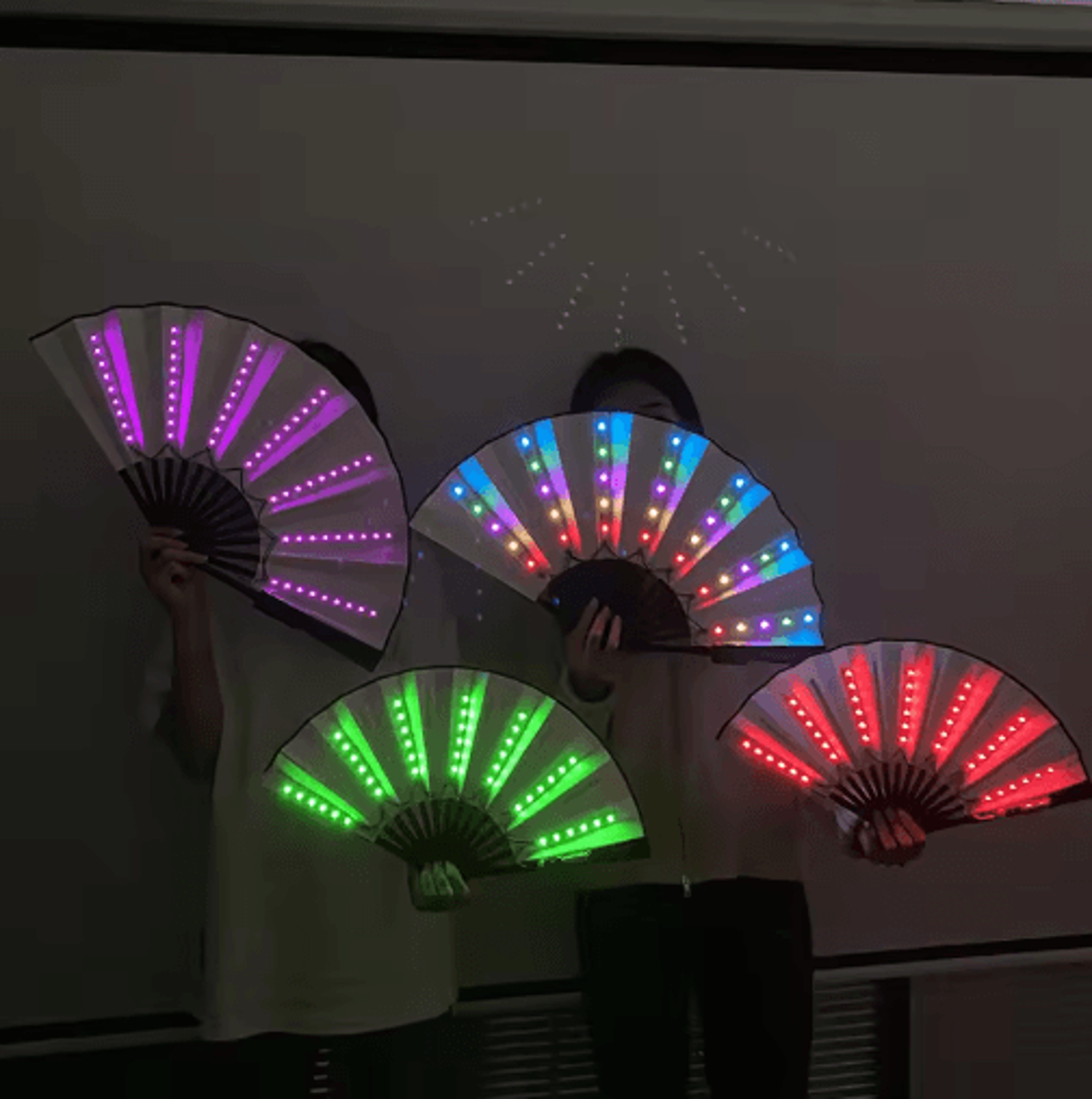 led neon folding rave fan glowing party hand fan for festivals & events