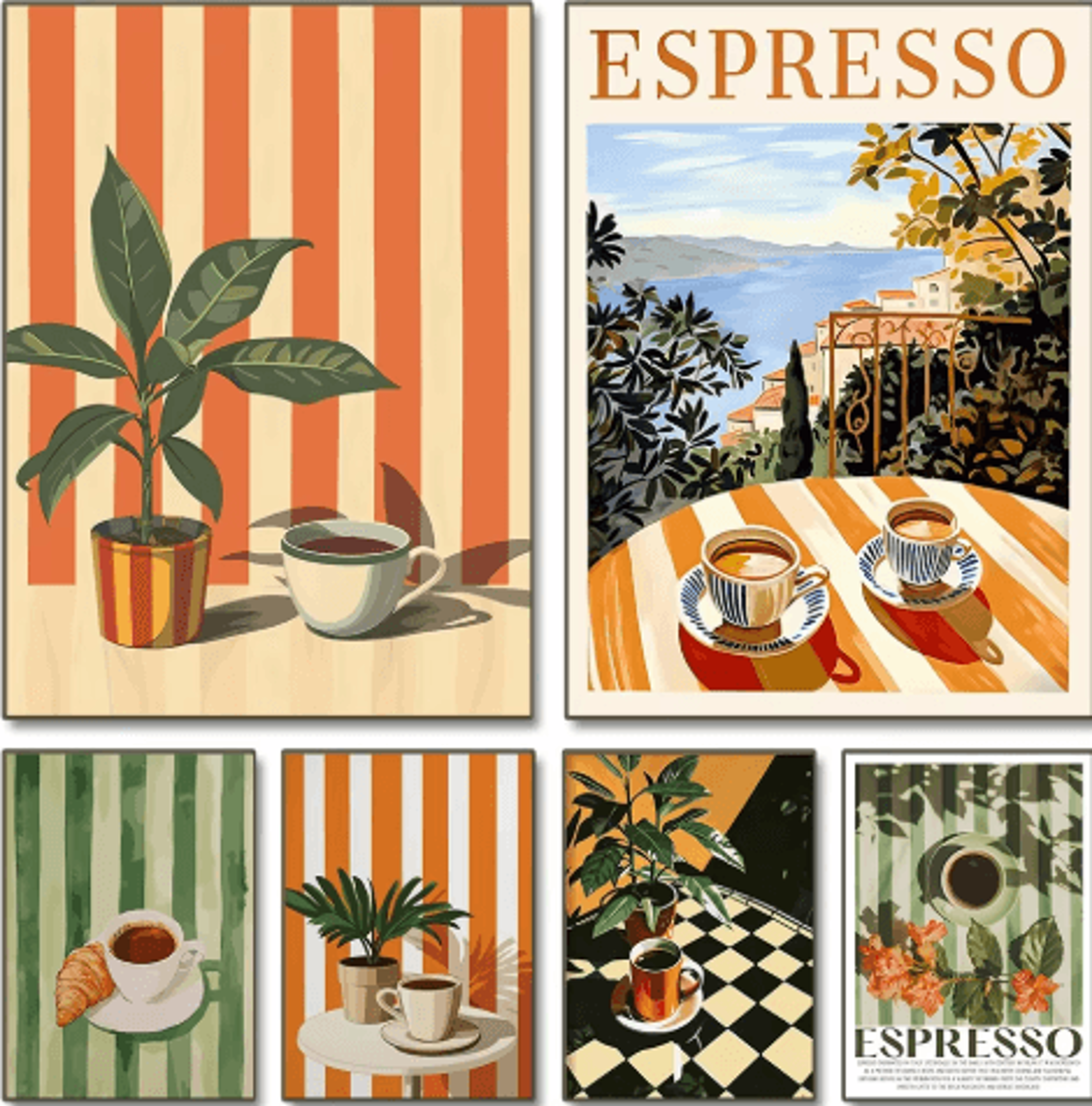 retro coffee wall art poster minimalist kitchen & cafe decor print
