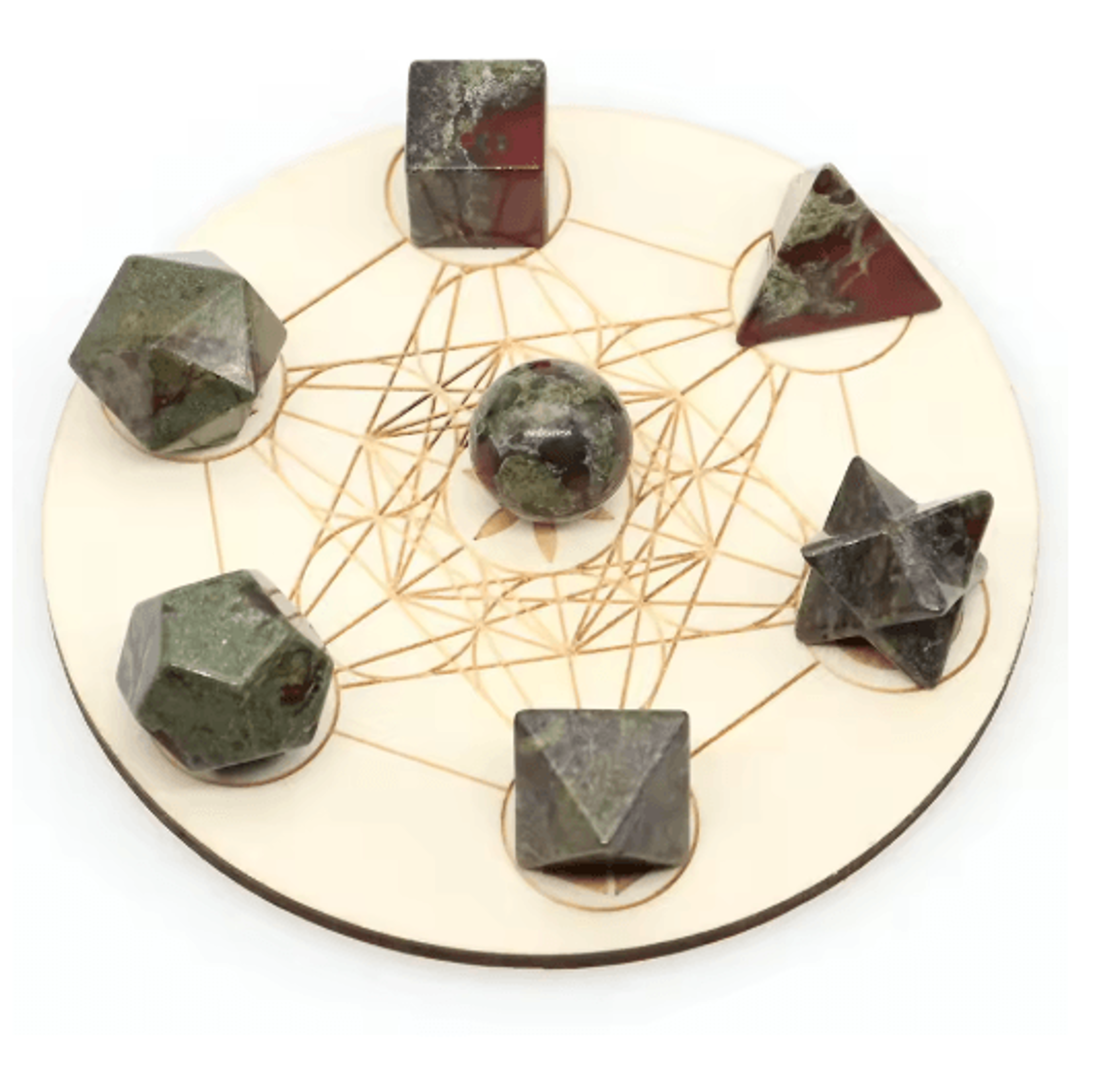 7-piece platonic solid crystal set sacred geometry chakra healing stones