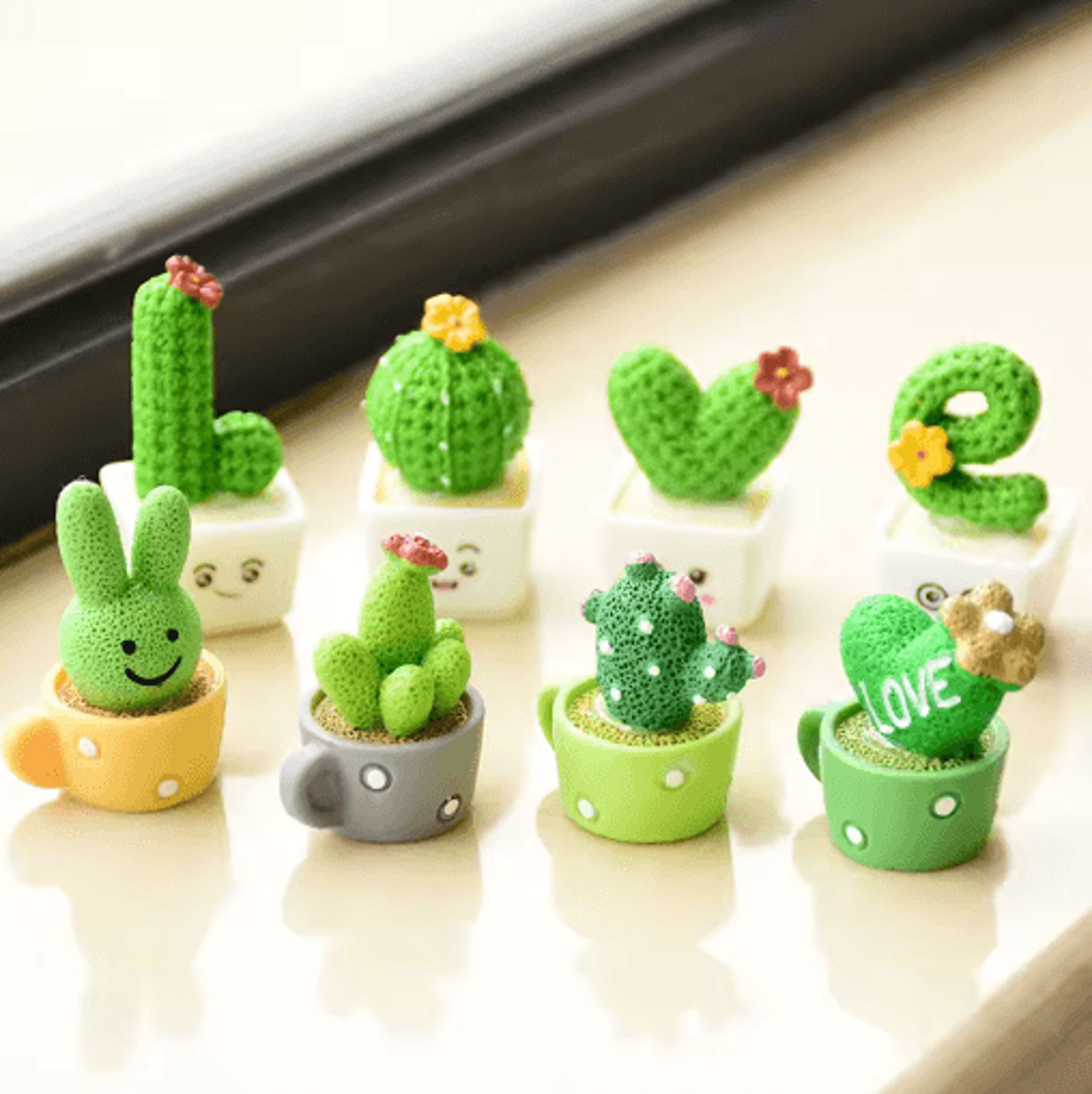 4-piece resin succulent cactus set mini artificial bonsai decor for home & office