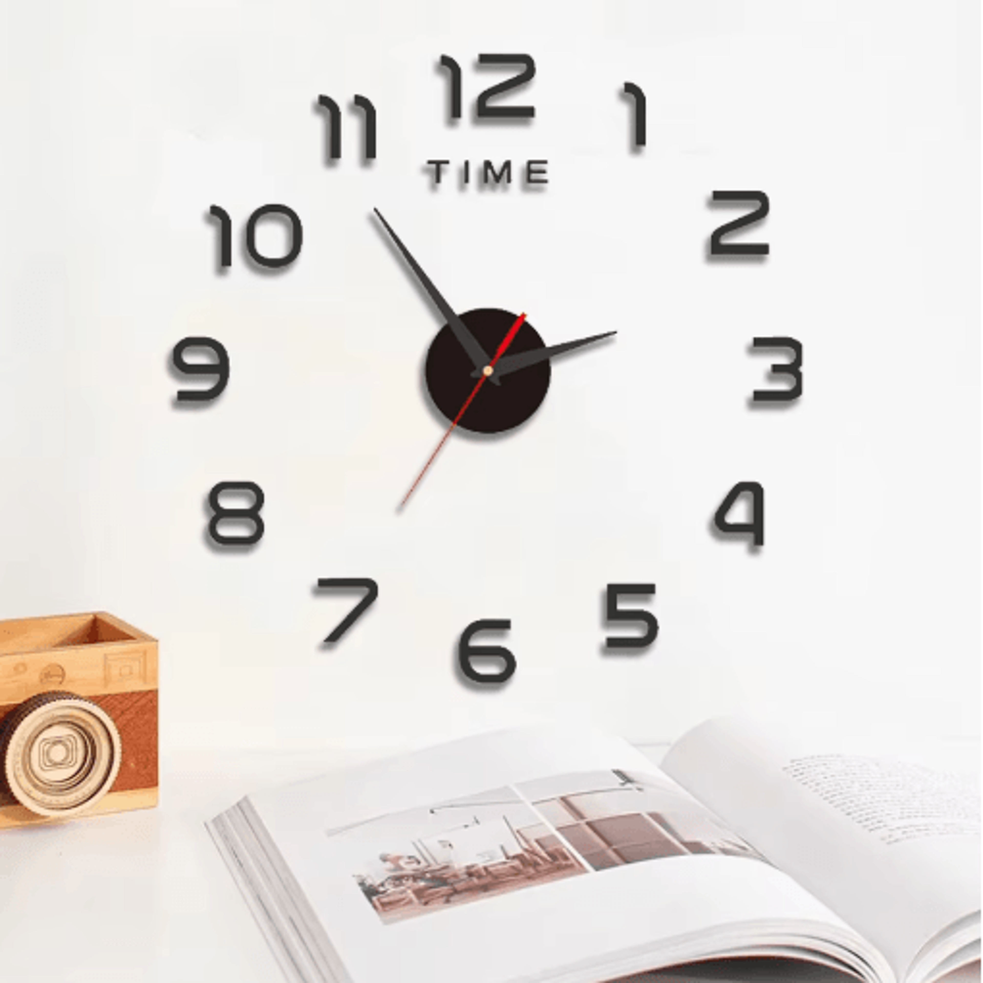 large 3d diy silent wall clock modern frameless wall sticker decor