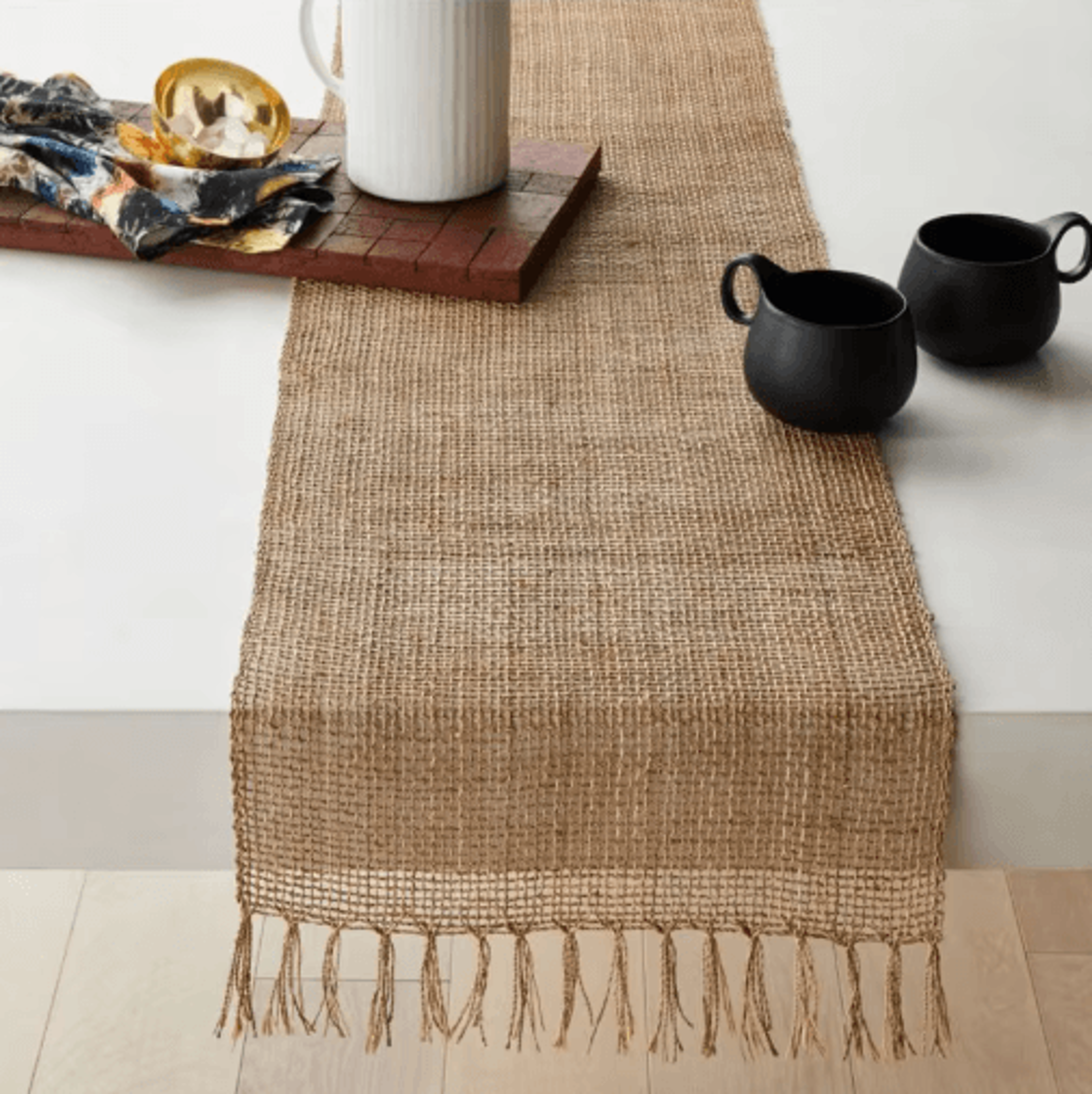 natural jute tassel table runner rustic farmhouse decor for dining & events