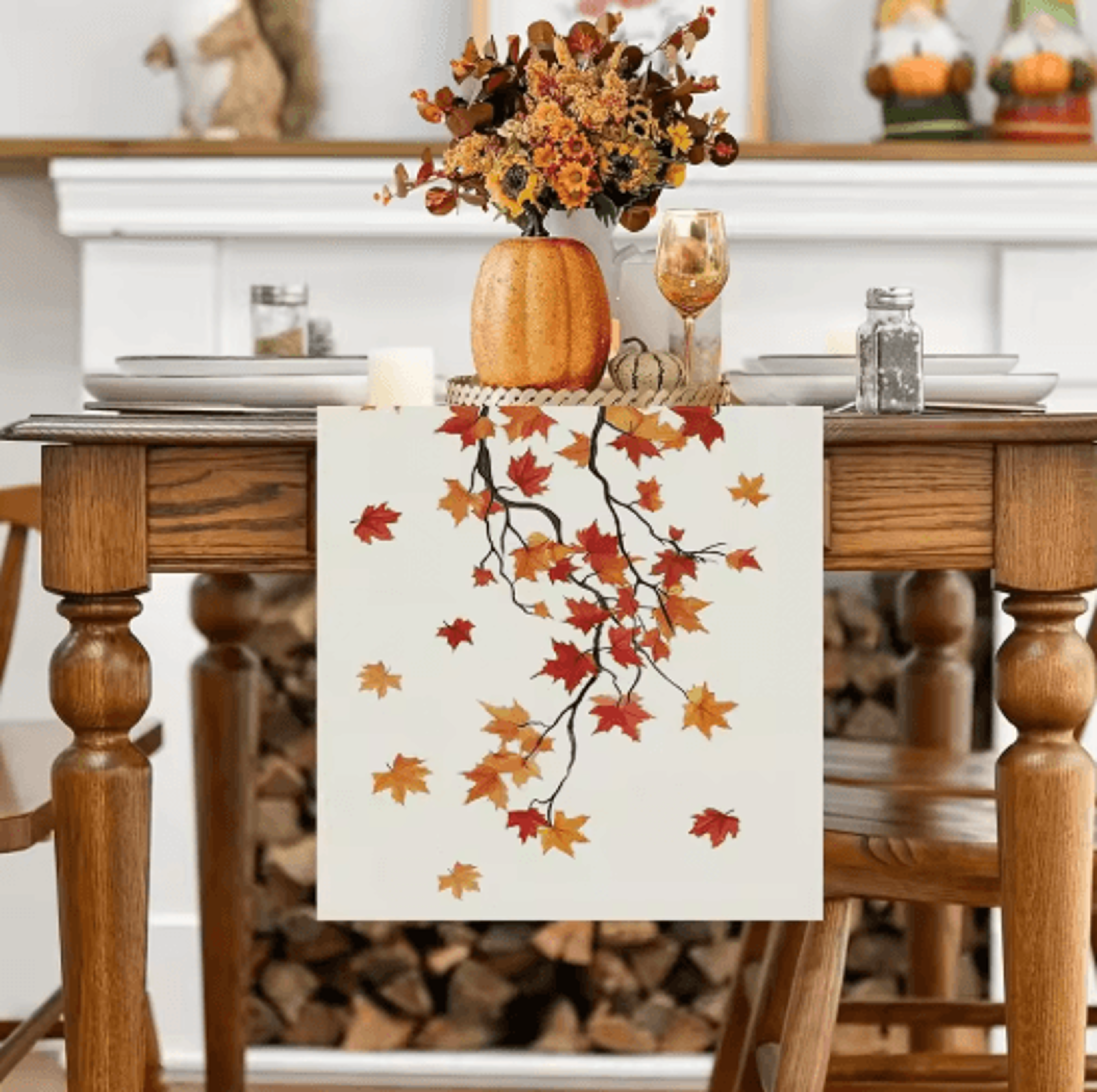 maple leaf burlap table runner – rustic autumn farmhouse table decor