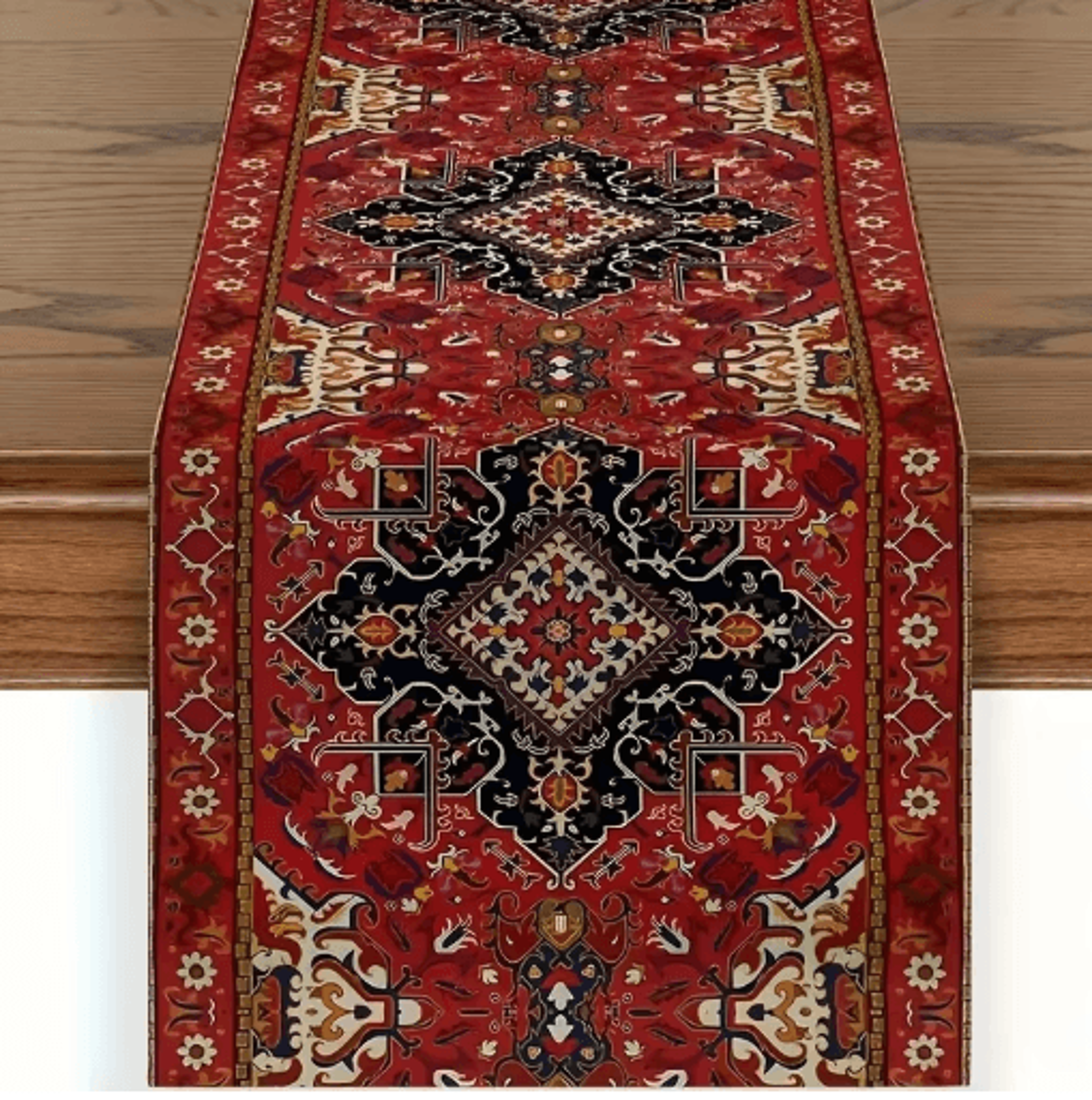 bohemian red persian table runner – vintage stripe wedding & home decor accent