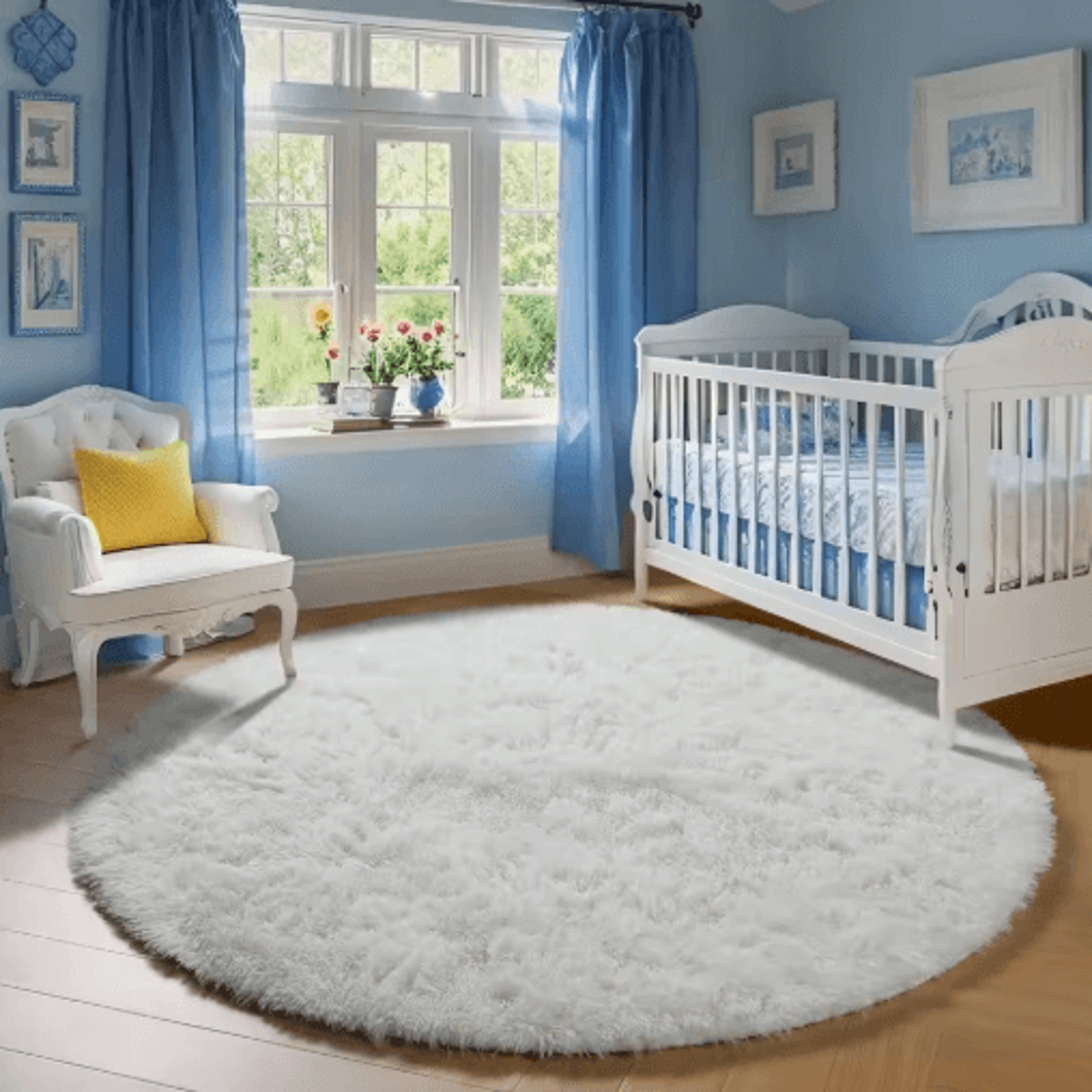 soft round plush rug for kids bedroom fluffy nursery play mat carpet
