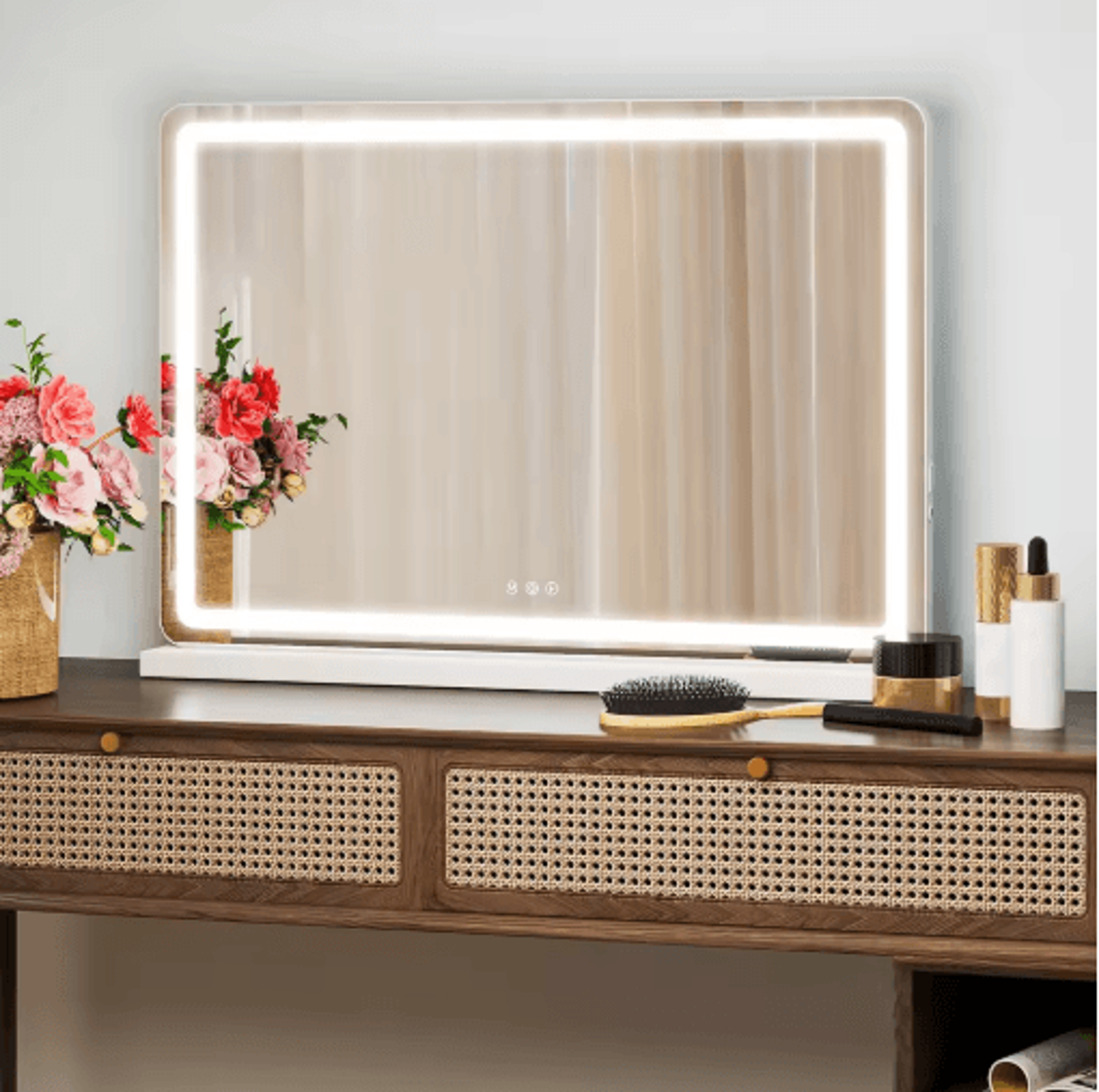 jhk led vanity mirror with lights dimmable led makeup mirror with 3 color modes & memory function