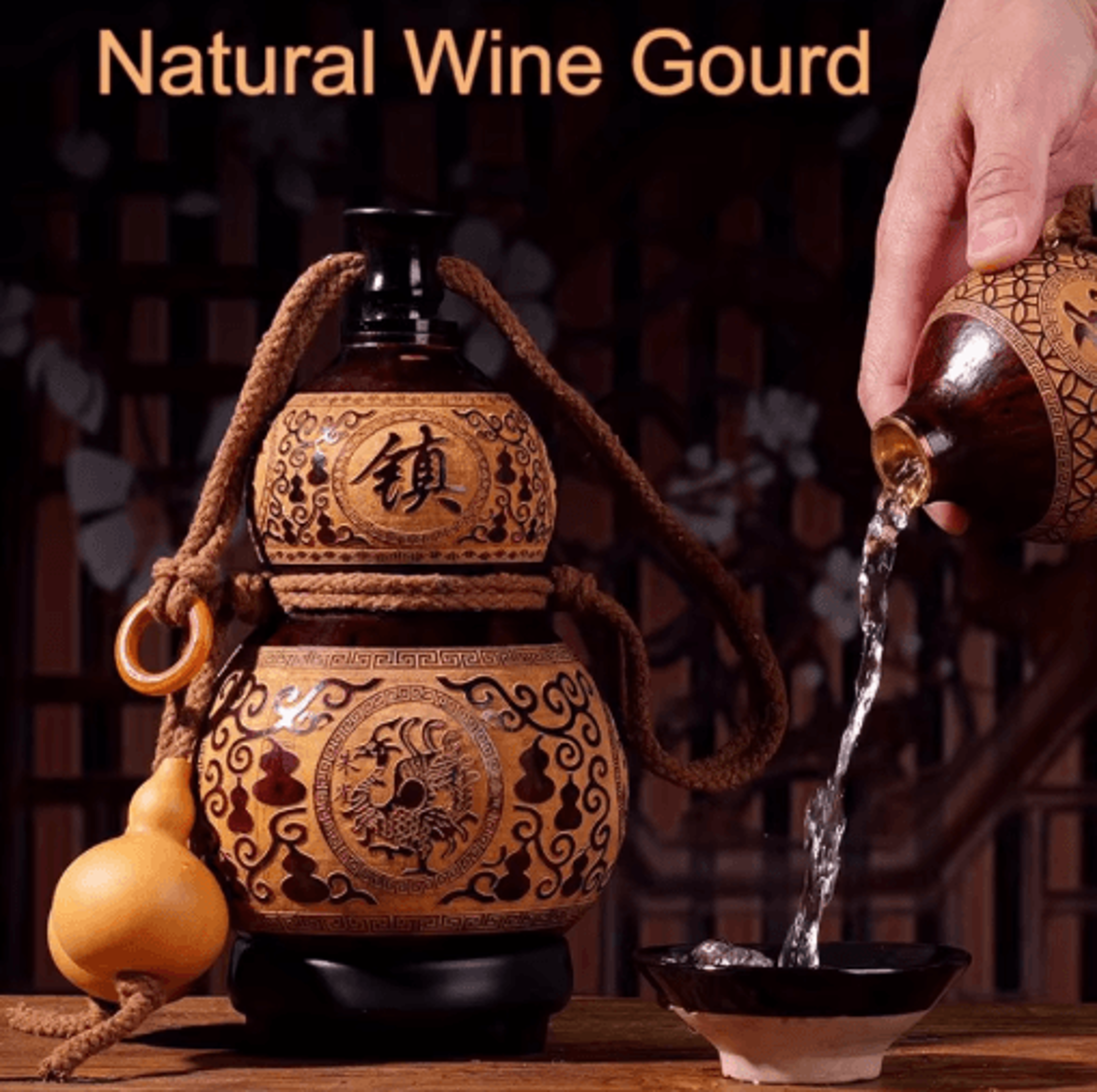 natural dried gourd wine bottle – rustic portable wine gourd 500ml for outdoor & gifting