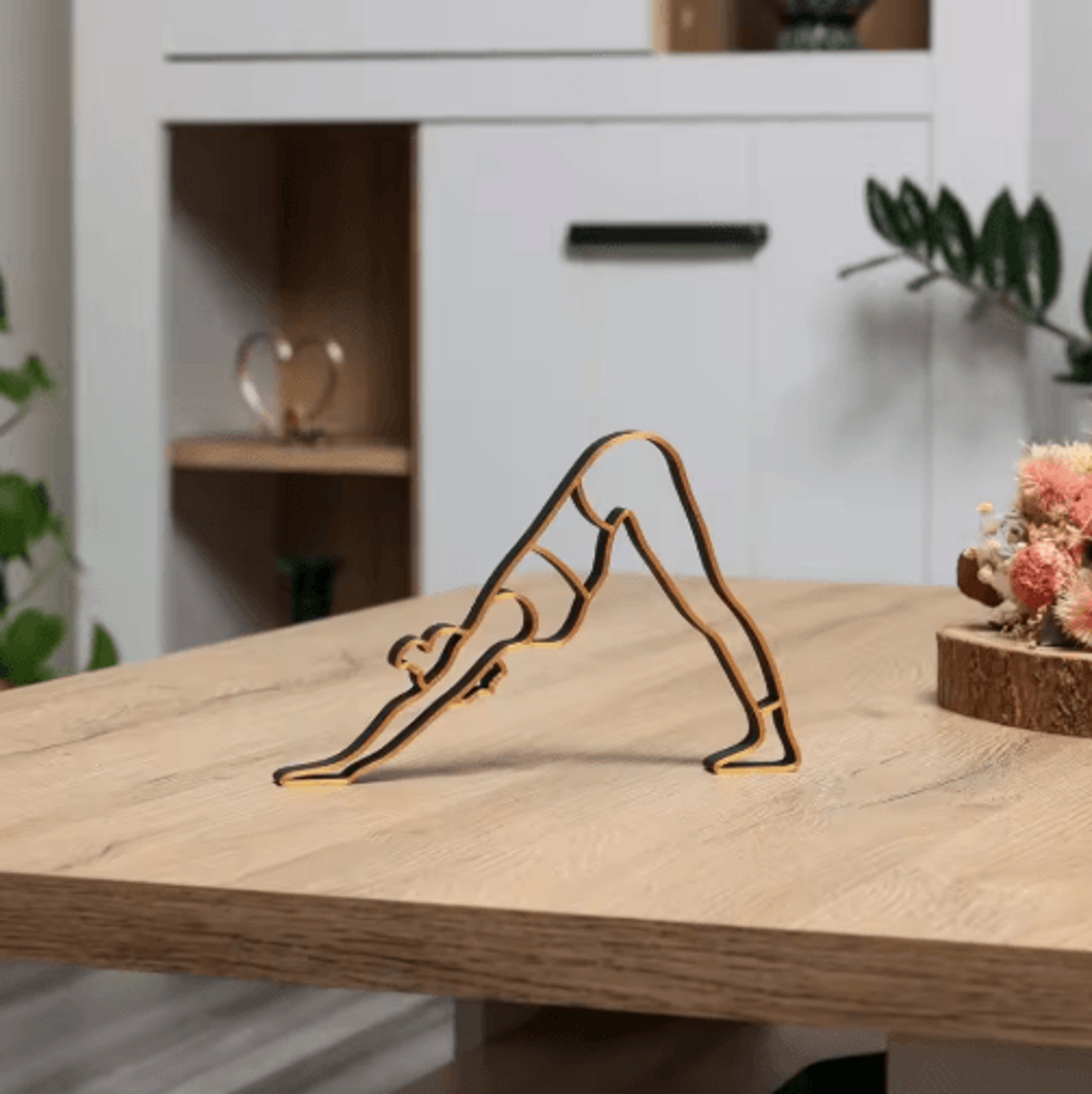 abstract yoga lady sculpture – elegant yoga figurine decor for calm & modern spaces