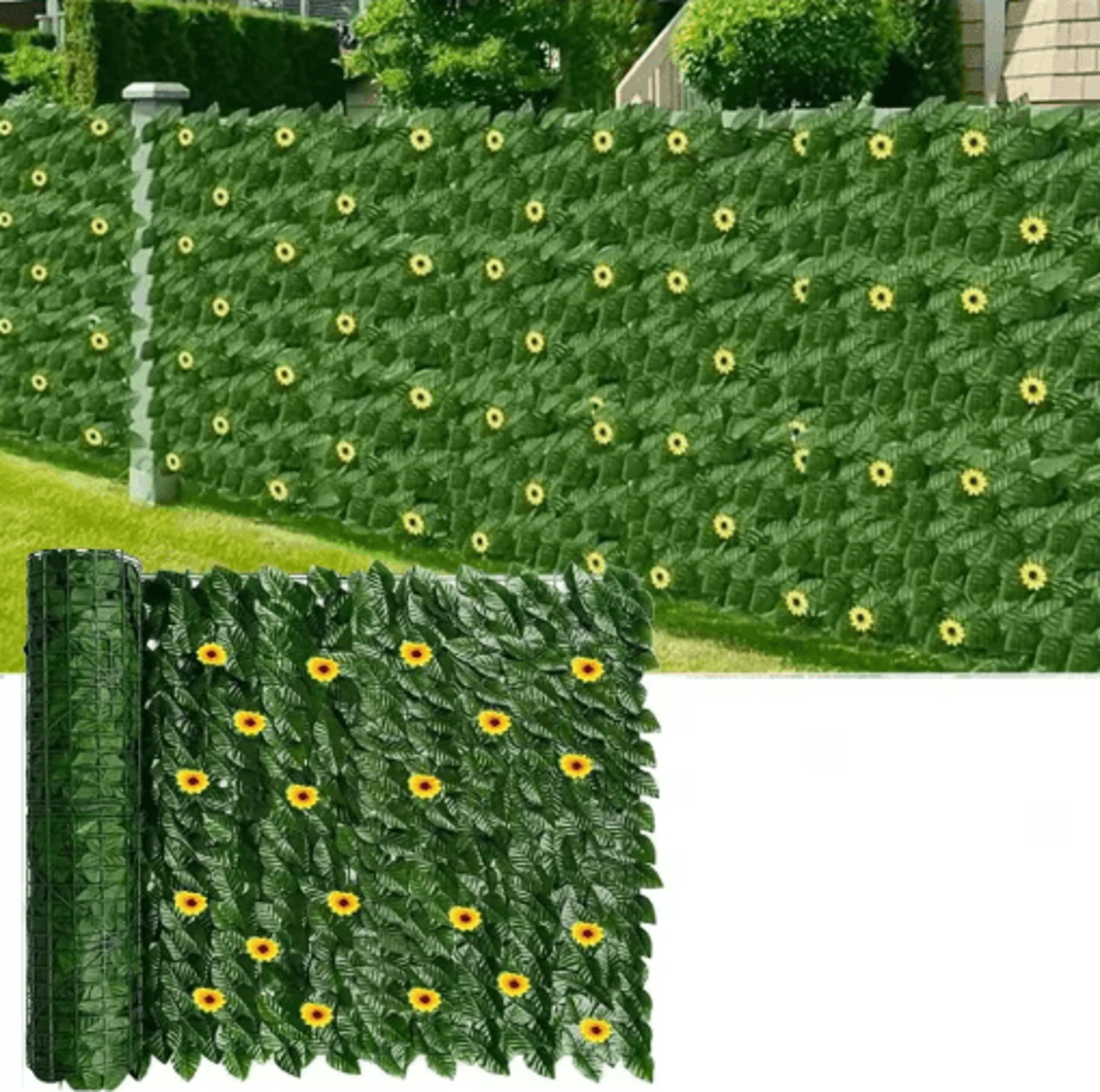 sunflower artificial ivy privacy fence decorative outdoor green wall panel