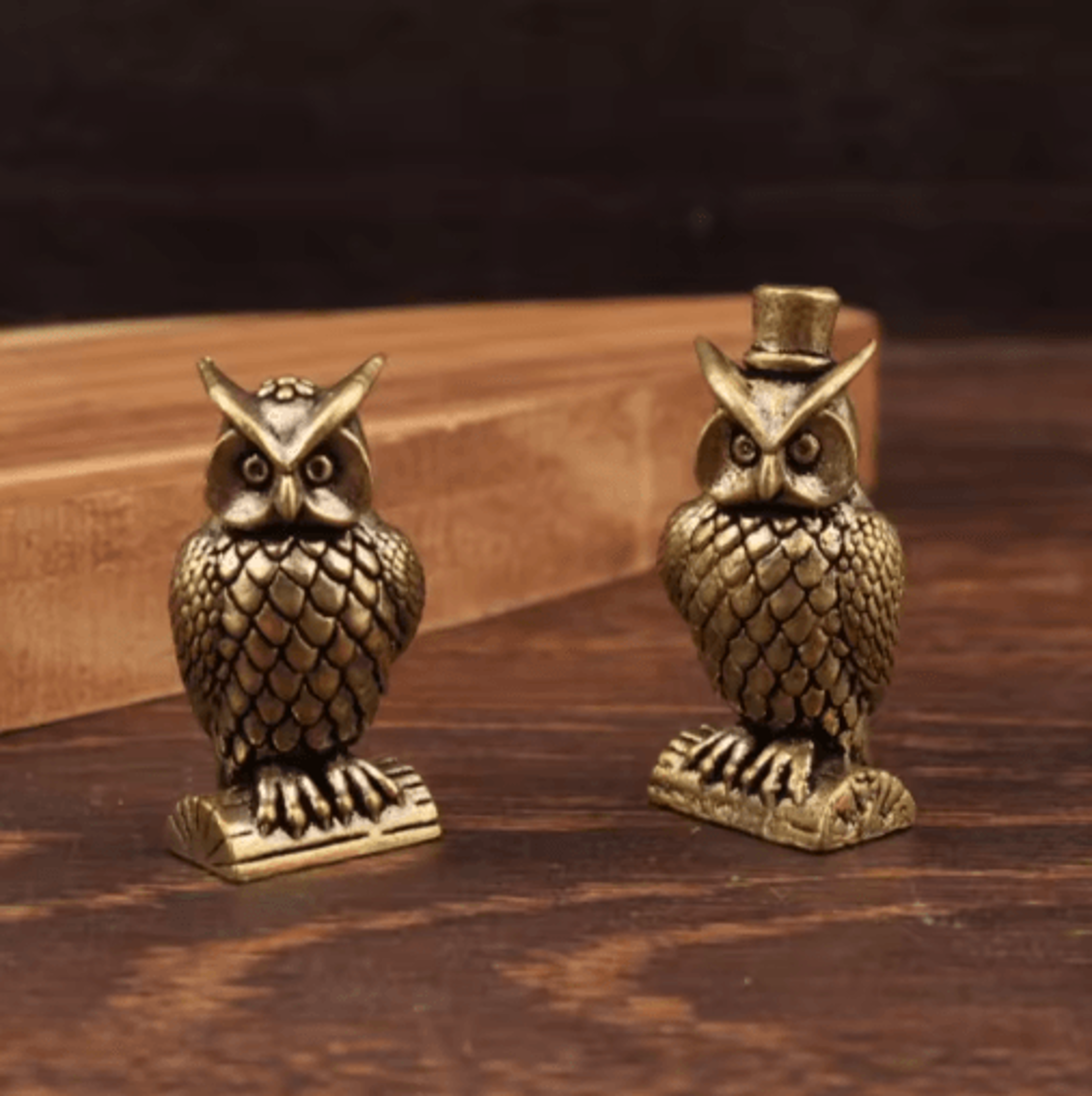 handmade brass owl figurine decor boho luxury desk ornament