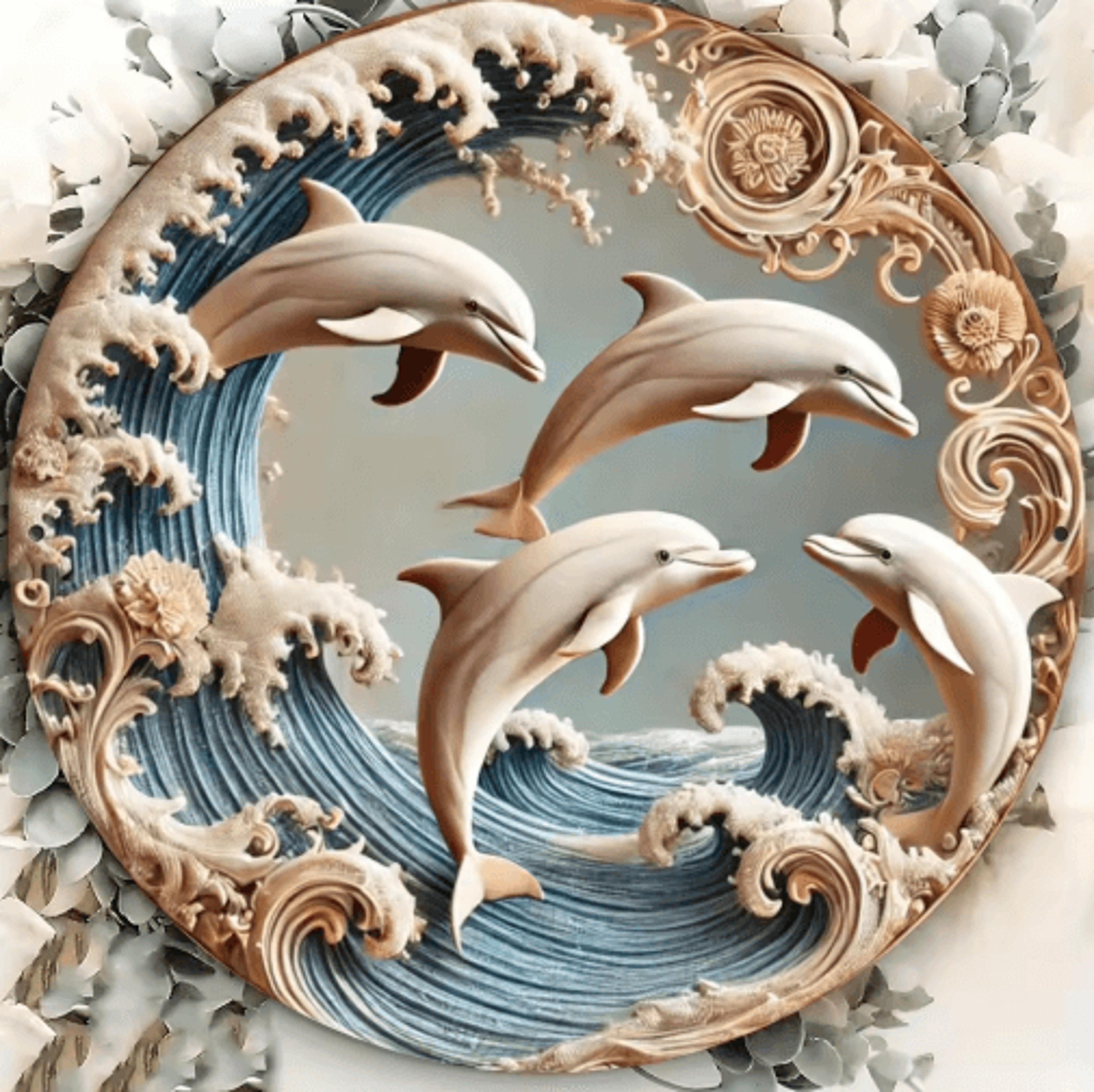 wooden dolphin wall plaque – 2d ocean theme decor for bedroom, office & cafe